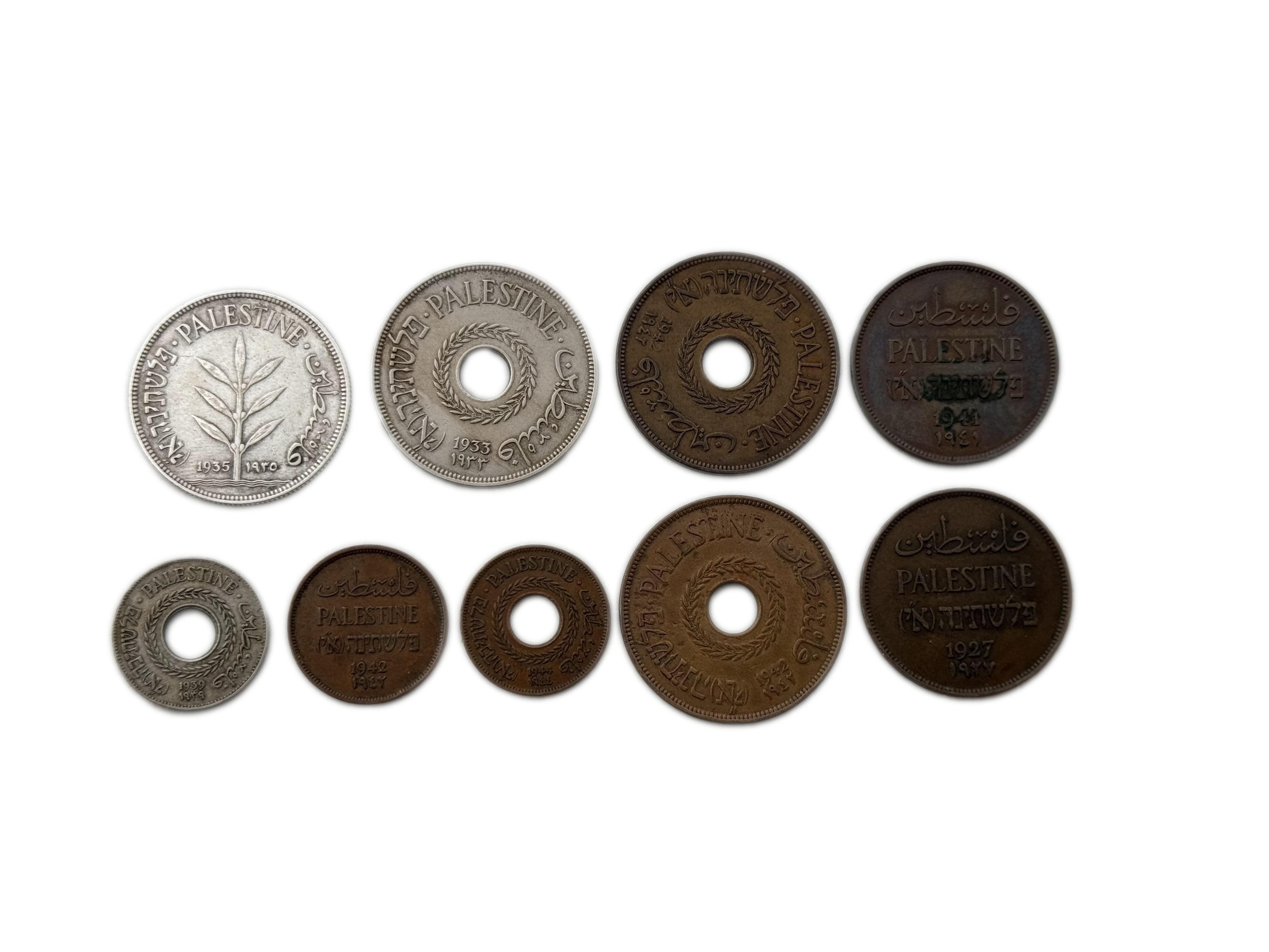 Palestine - Lot of 9 coins in values 1, 2, 5, 20 and 100 mil - different years, conditions F-XF - 1 0