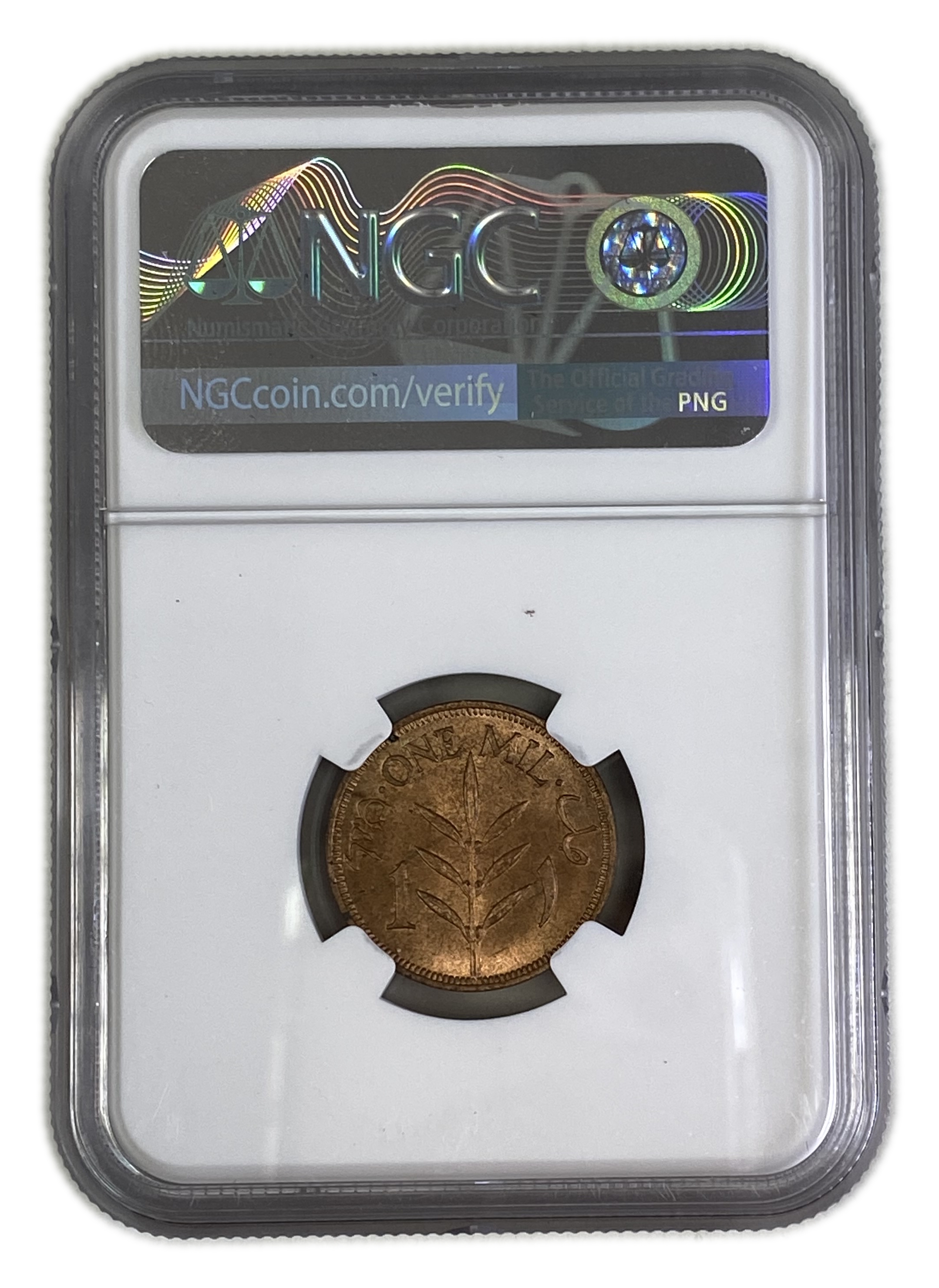 Palestine - 1 Mil 1935 - NGC 63 RD - UNC - 1 3