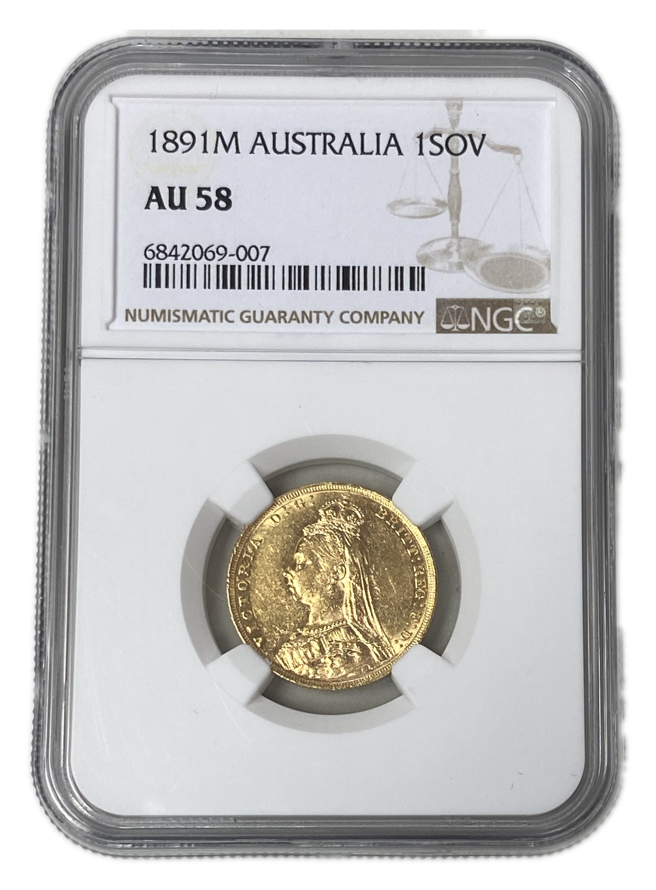 England (Great Britain) – Australia Melbourne – 1 Sovereign 1891 M – Victoria – NGC AU 58 - Gold 917, 7.988g - 1 0