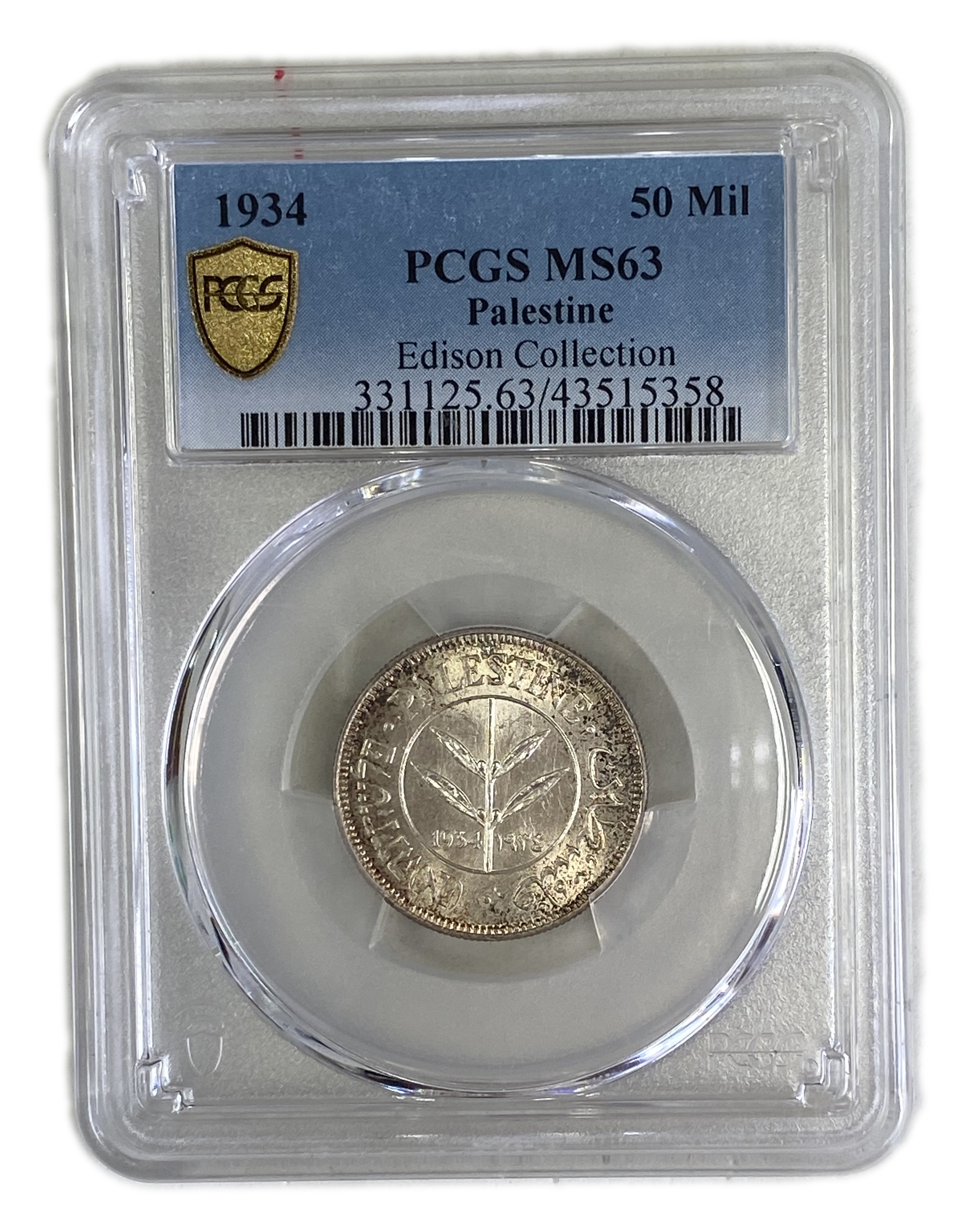 Palestine - 50 Mils 1934 - PCGS MS 63 - UNC - 1 2