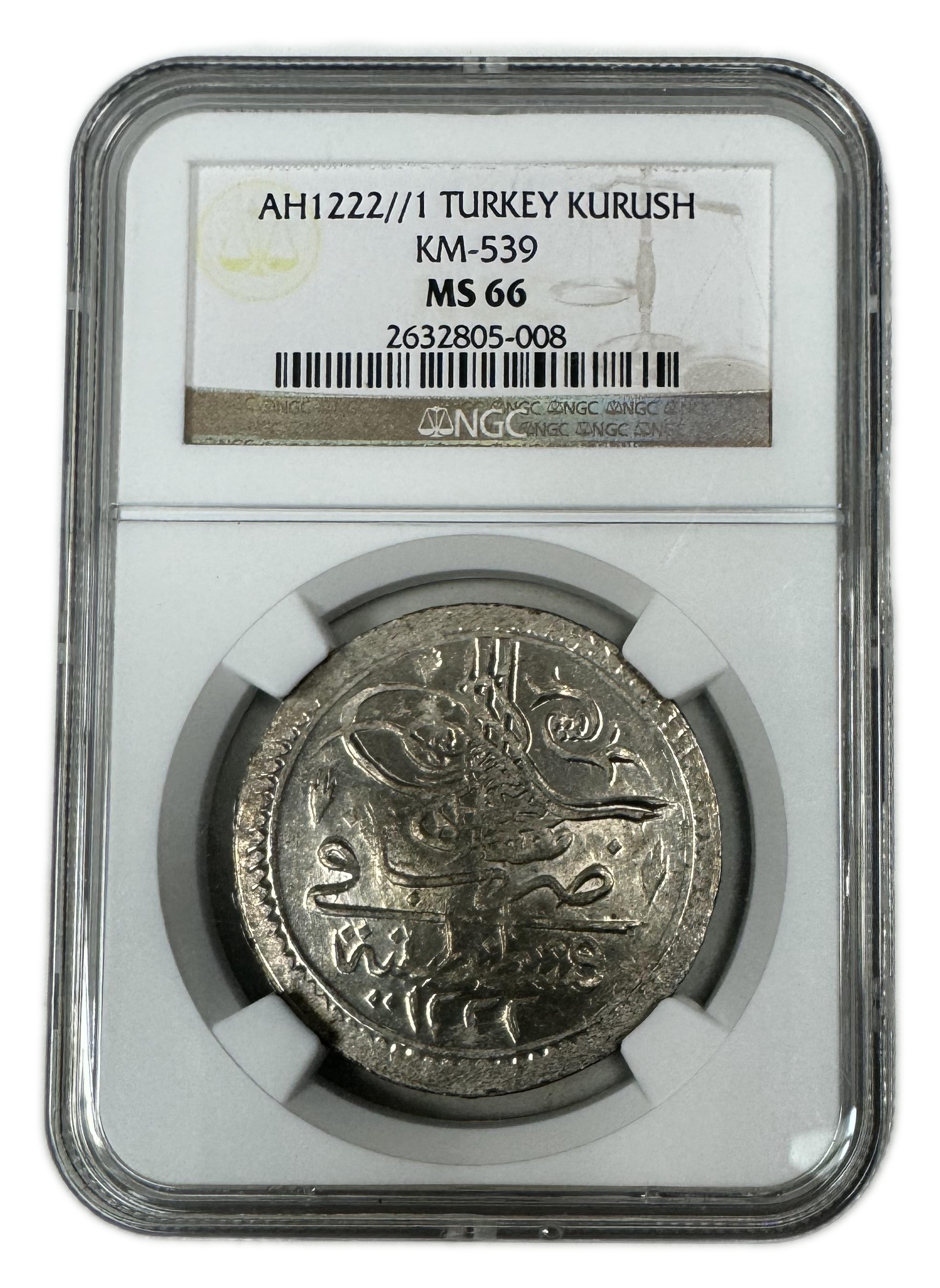 Turkey - 1 Kurush 1807 (AH 1222/1) - NGC MS 66, TOP POP - 1 2