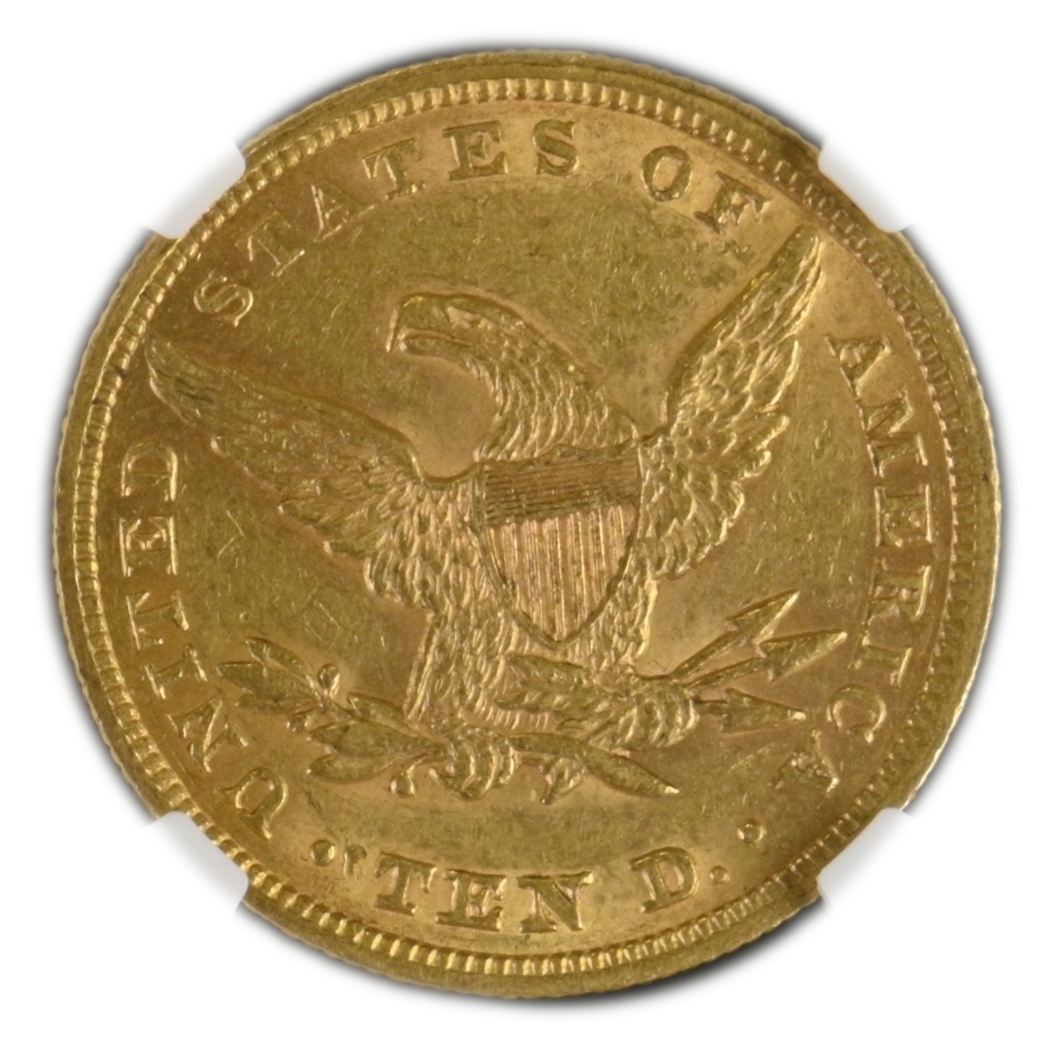 USA - 10 Dollars 1853 - 3 over 2 - Coronet Head - No motto - NGC AU 58 - Gold 900, 16.71g, 27mm - 1 1