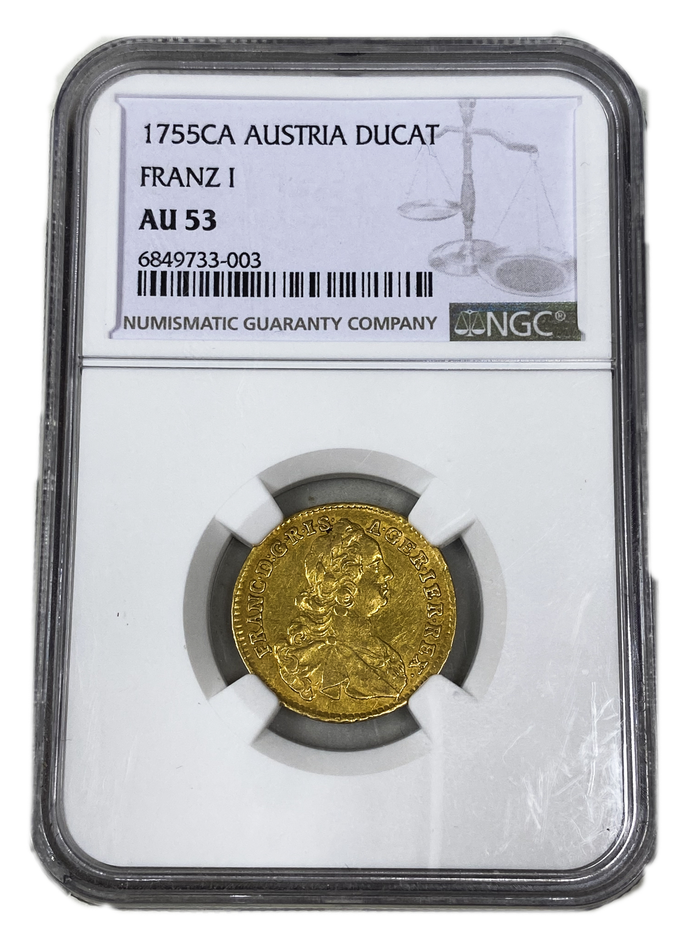 Austria - 1 Ducat 1755 CA - Franciscus I Vienna - NGC AU 53 - Gold 986, 3.49g - 1 2
