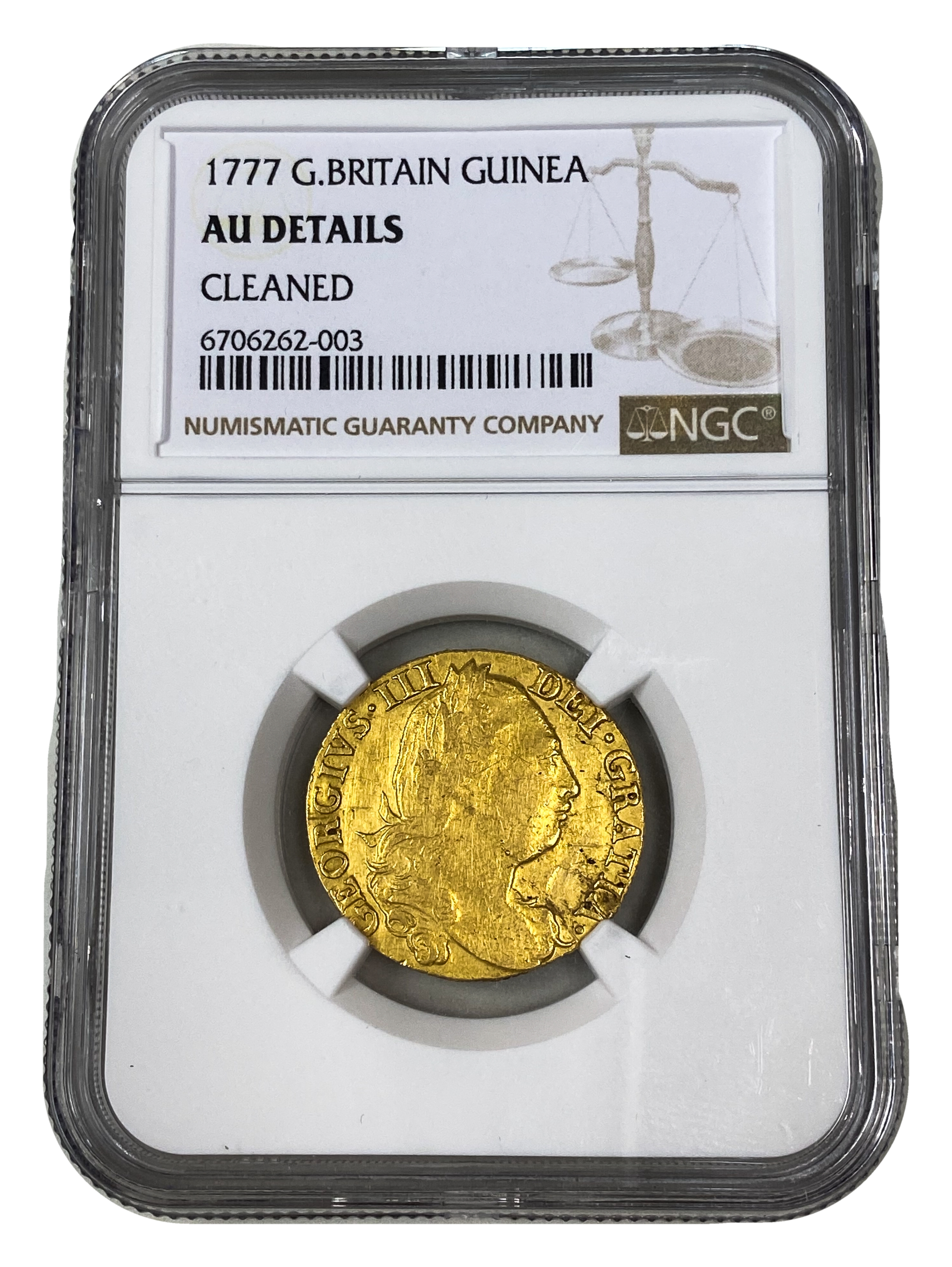 England (Great Britain) - 1 Guinea 1777 - NGC AU DETAILS - George III 4th portrait - Gold 917, 8.4g - 1 2