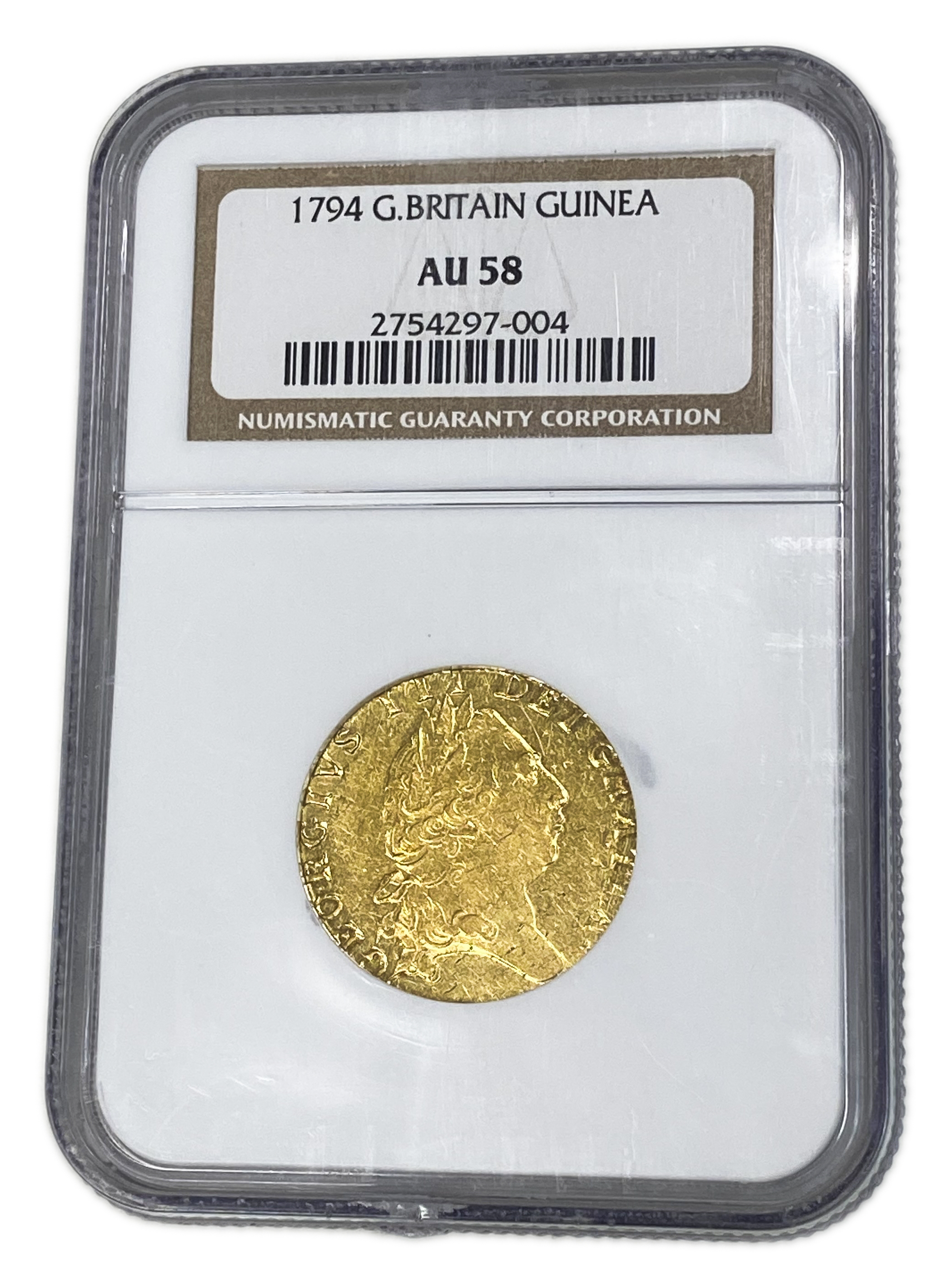 England (Great Britain) - 1 Guinea 1794 - NGC AU 58 - George III 5th portrait; 'Spade' Guinea - Gold 917, 8.35g - 1 2