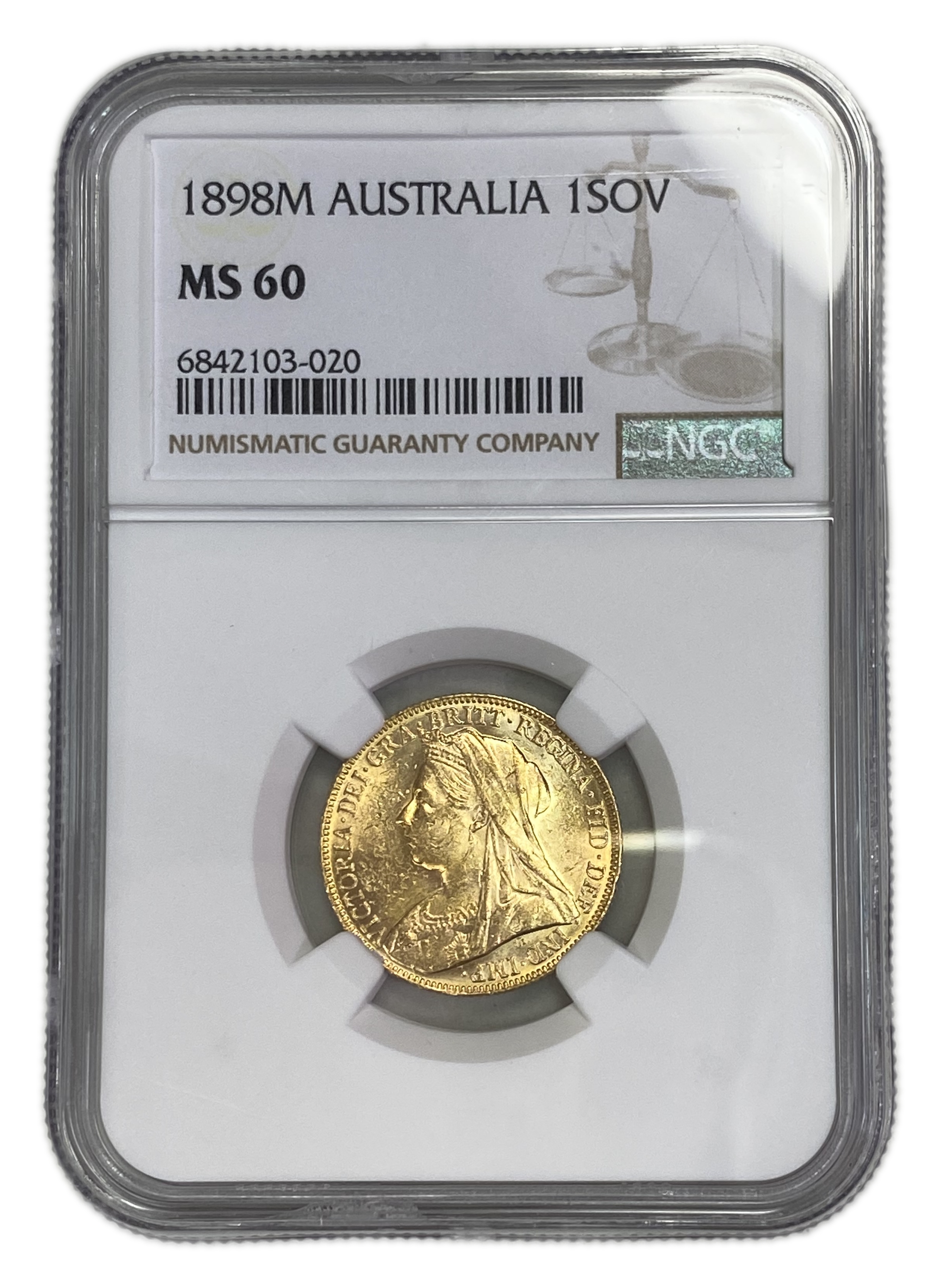 England (Great Britain) – Australia Melbourne – 1 Sovereign 1898 M – Victoria – NGC MS 60 - Gold 917, 7.988g - 1 0