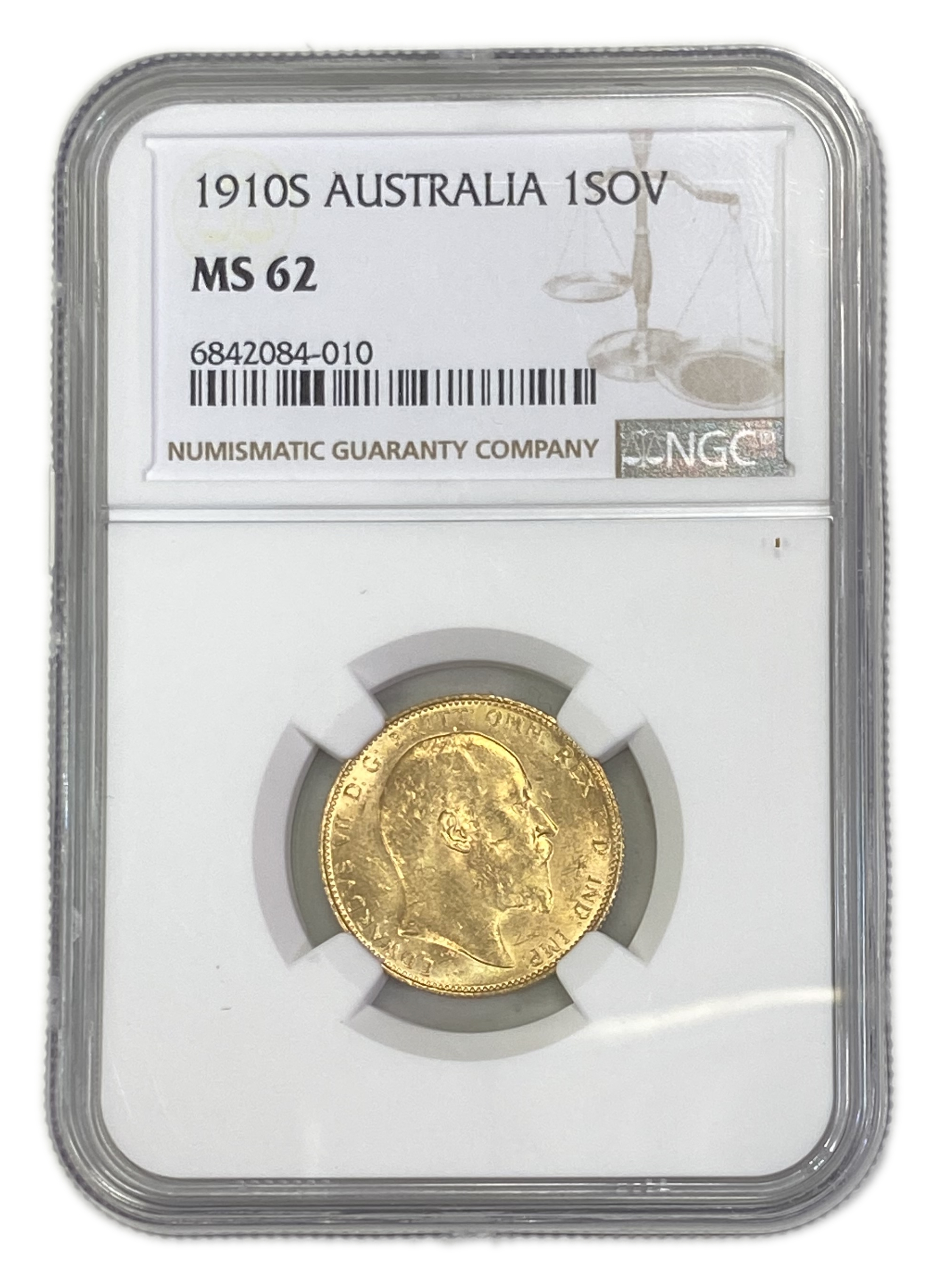 England (Great Britain) – Australia Sydney – 1 Sovereign 1910 S – Edward VII – NGC MS 62 - Gold 917, 7.988g - 1 0