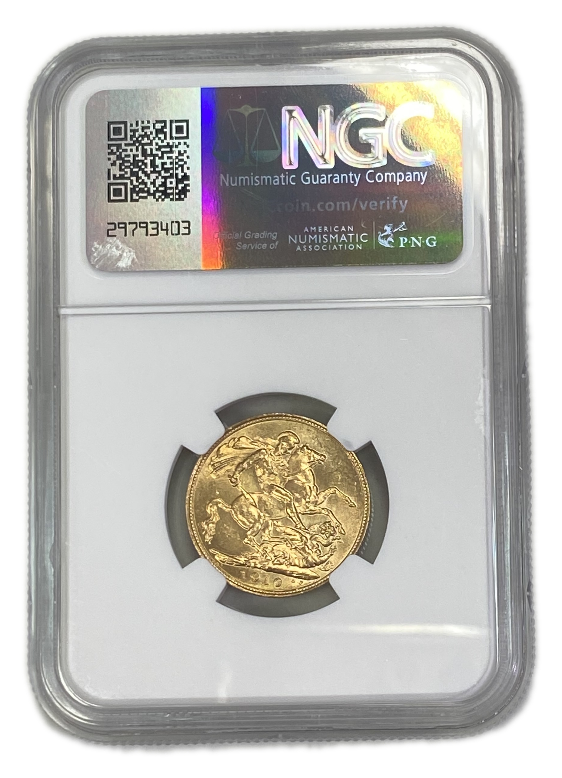 England (Great Britain) – Australia Sydney – 1 Sovereign 1910 S – Edward VII – NGC MS 62 - Gold 917, 7.988g - 1 1