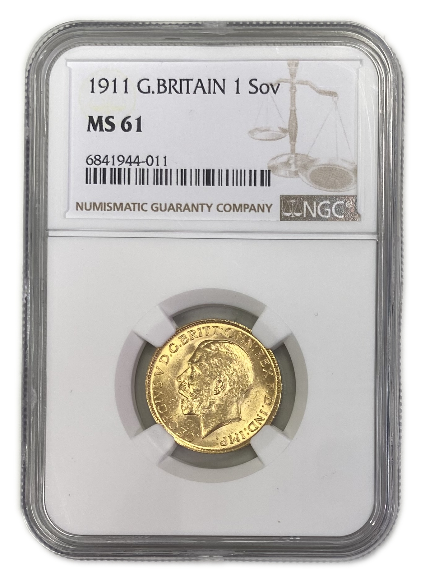 England (Great Britain) – 1 Sovereign 1911 – Edward VII – NGC MS 61 - Gold 917, 7.988g - 1 0