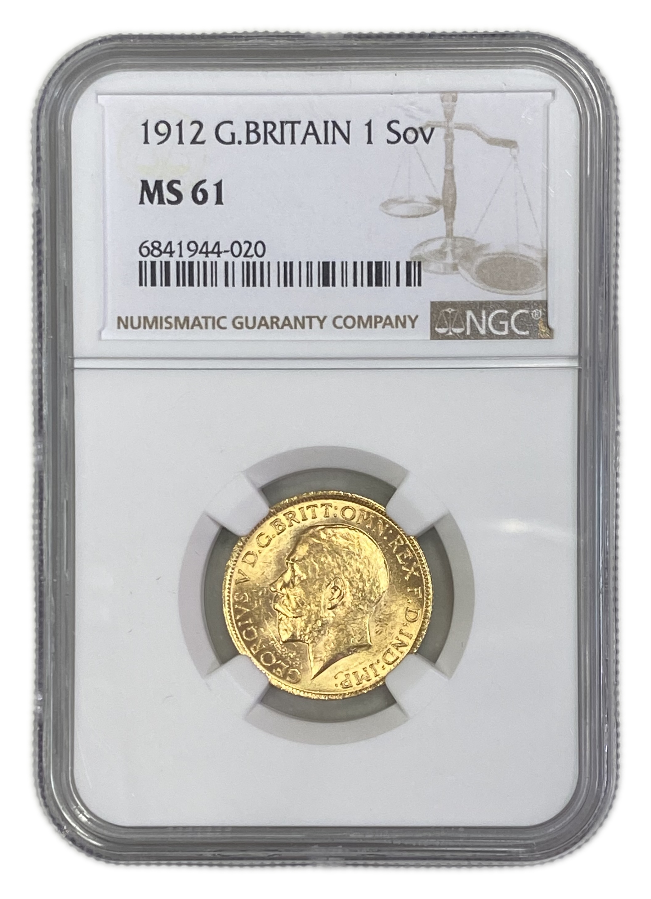 England (Great Britain) – 1 Sovereign 1912 – Edward VII – NGC MS 61 - Gold 917, 7.988g - 1 0