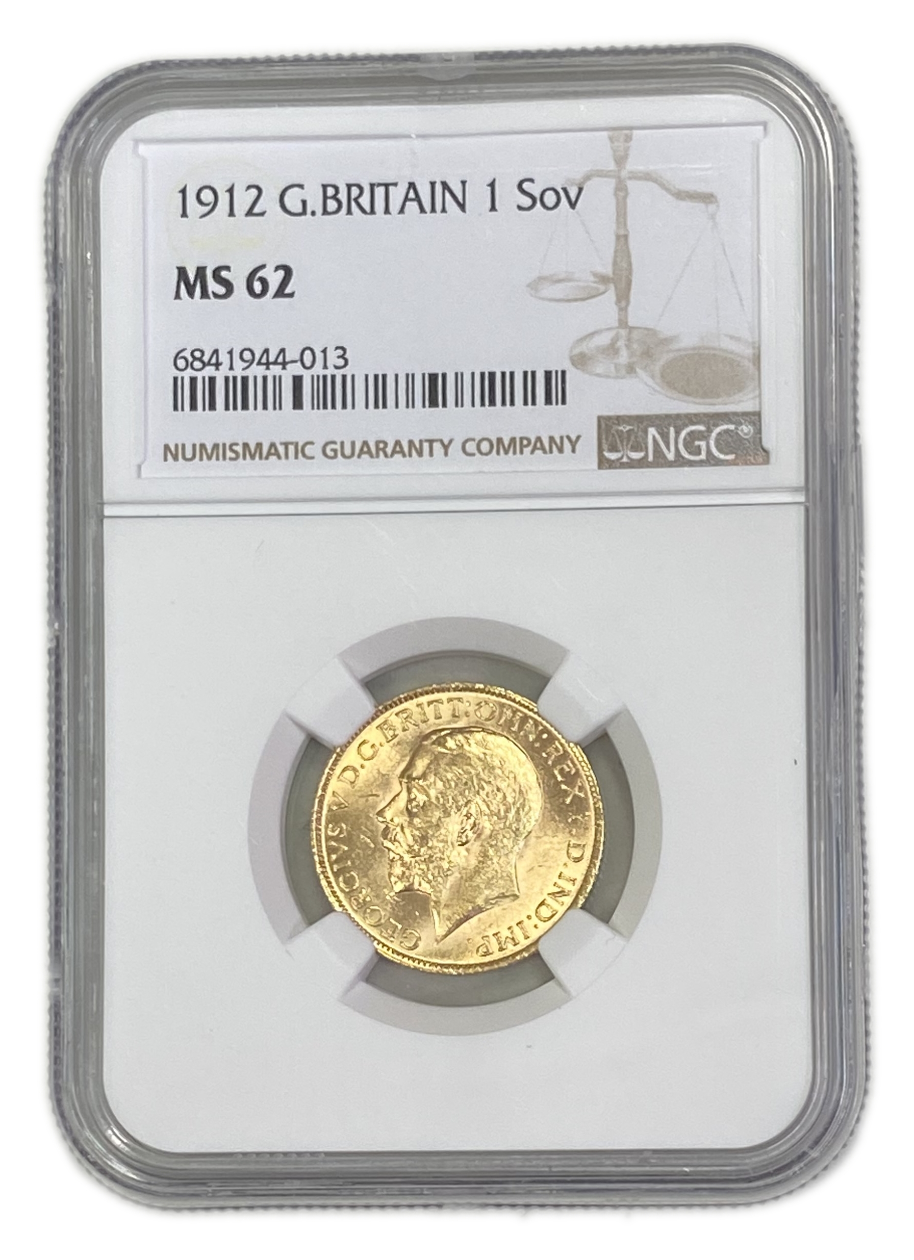 England (Great Britain) – 1 Sovereign 1912 – Edward VII – NGC MS 62 - Gold 917, 7.988g - 1 0