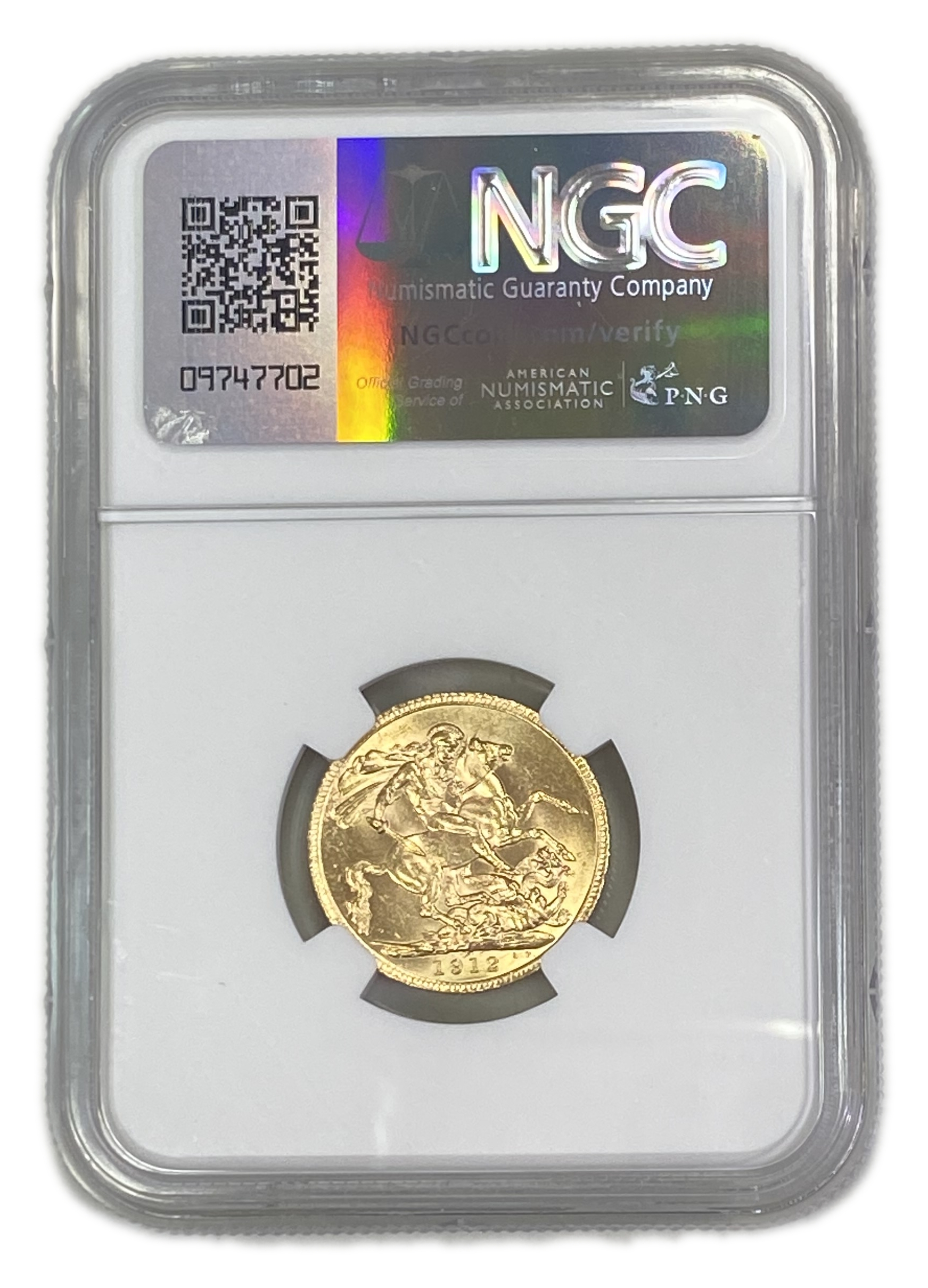 England (Great Britain) – 1 Sovereign 1912 – Edward VII – NGC MS 62 - Gold 917, 7.988g - 1 1