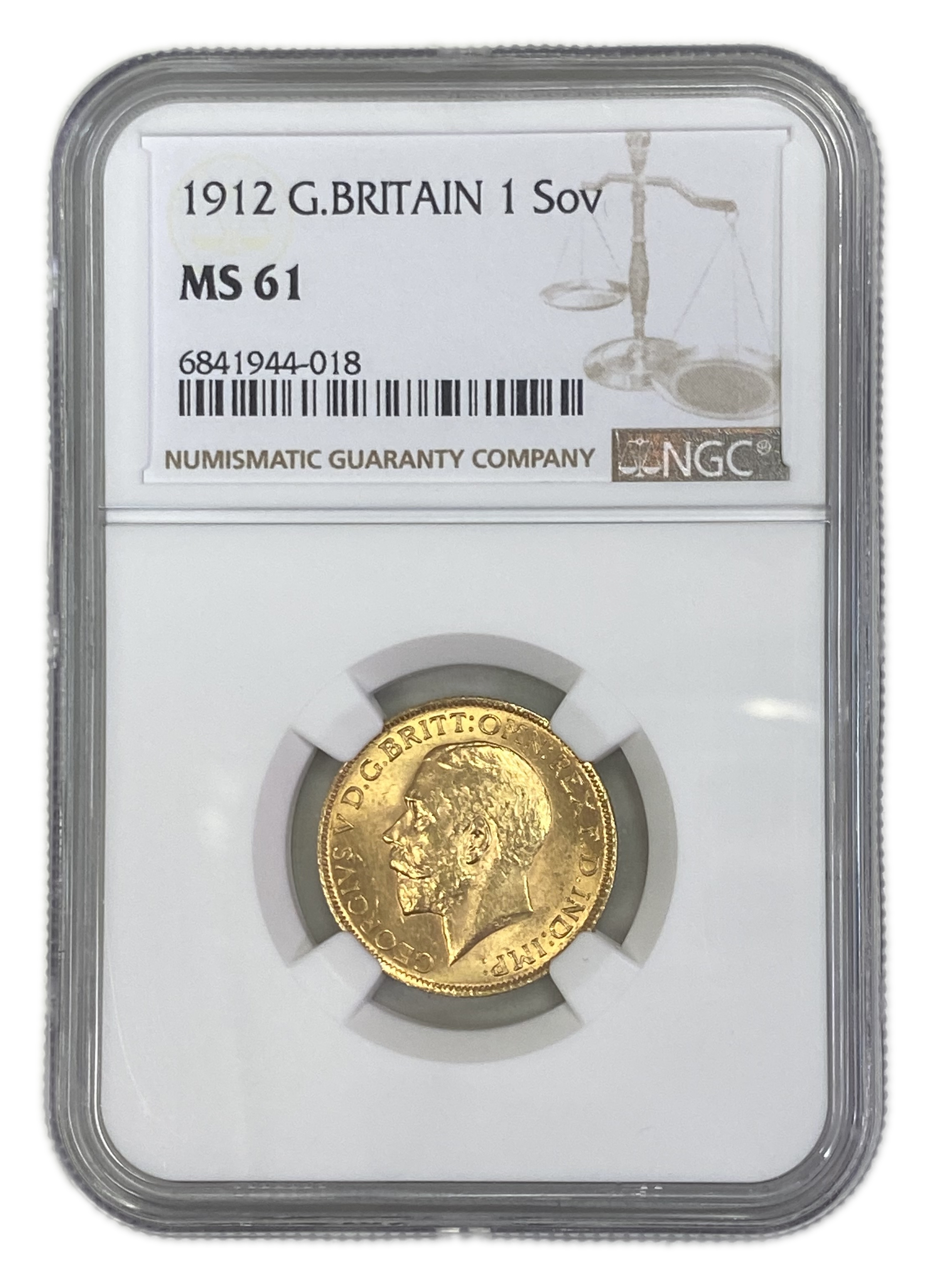 England (Great Britain) – 1 Sovereign 1912 – Edward VII – NGC MS 61 - Gold 917, 7.988g - 1 0