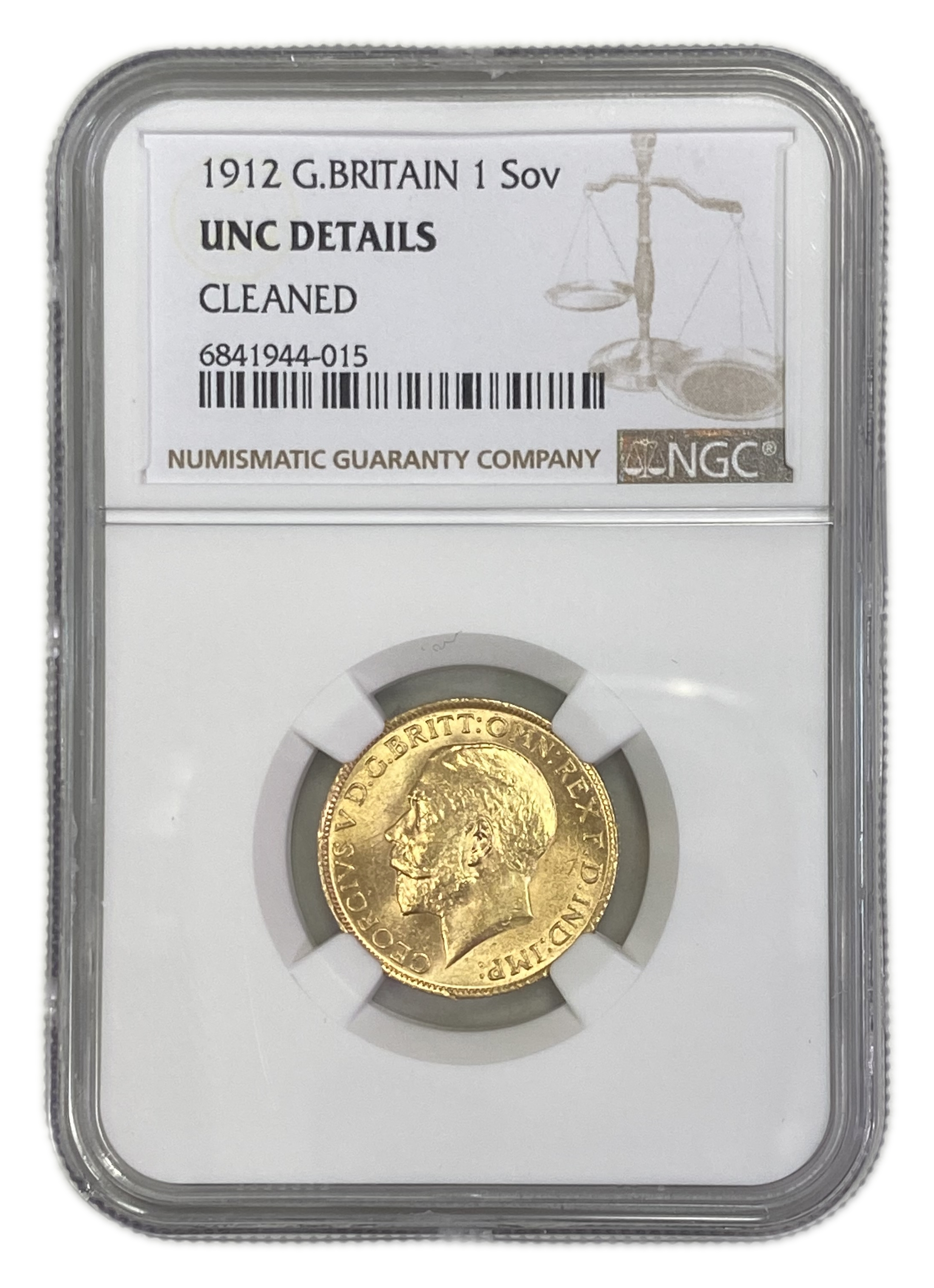 England (Great Britain) – 1 Sovereign 1912 – Edward VII – NGC UNC DETAILS - Gold 917, 7.988g - 1 0