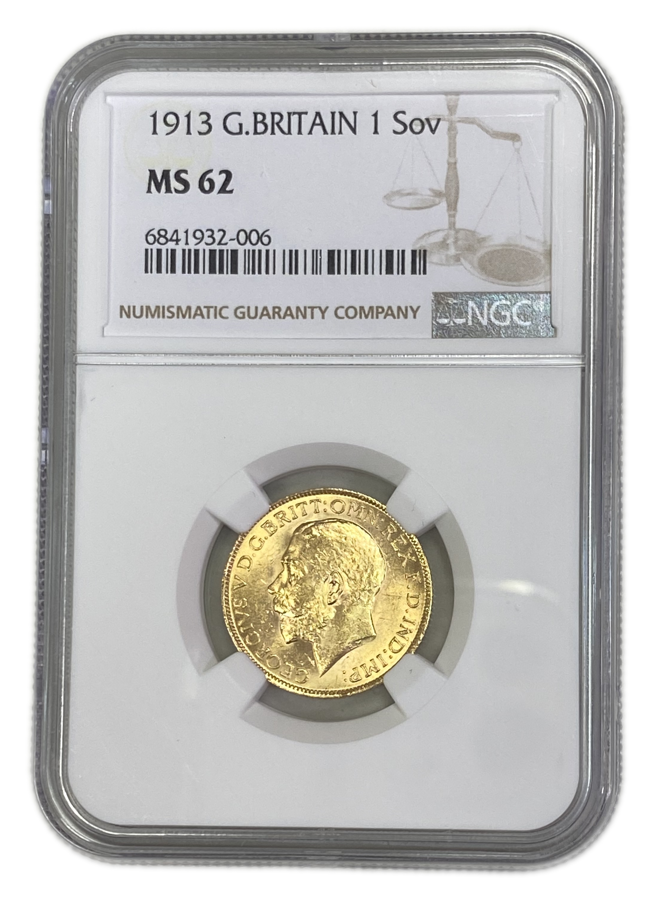 England (Great Britain) – 1 Sovereign 1913 – Edward VII – NGC MS 62 - Gold 917, 7.988g - 1 0