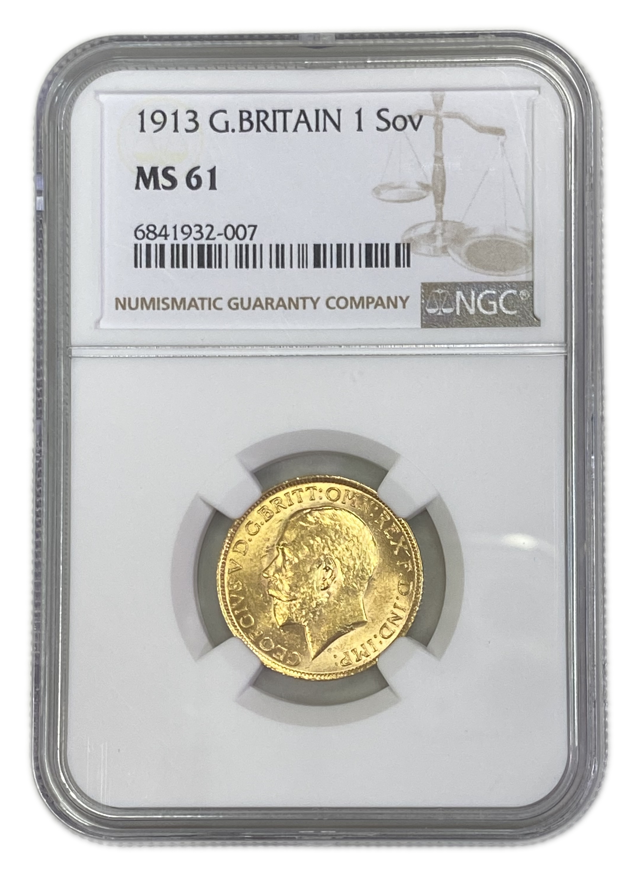 England (Great Britain) – 1 Sovereign 1913 – Edward VII – NGC MS 61 - Gold 917, 7.988g - 1 0