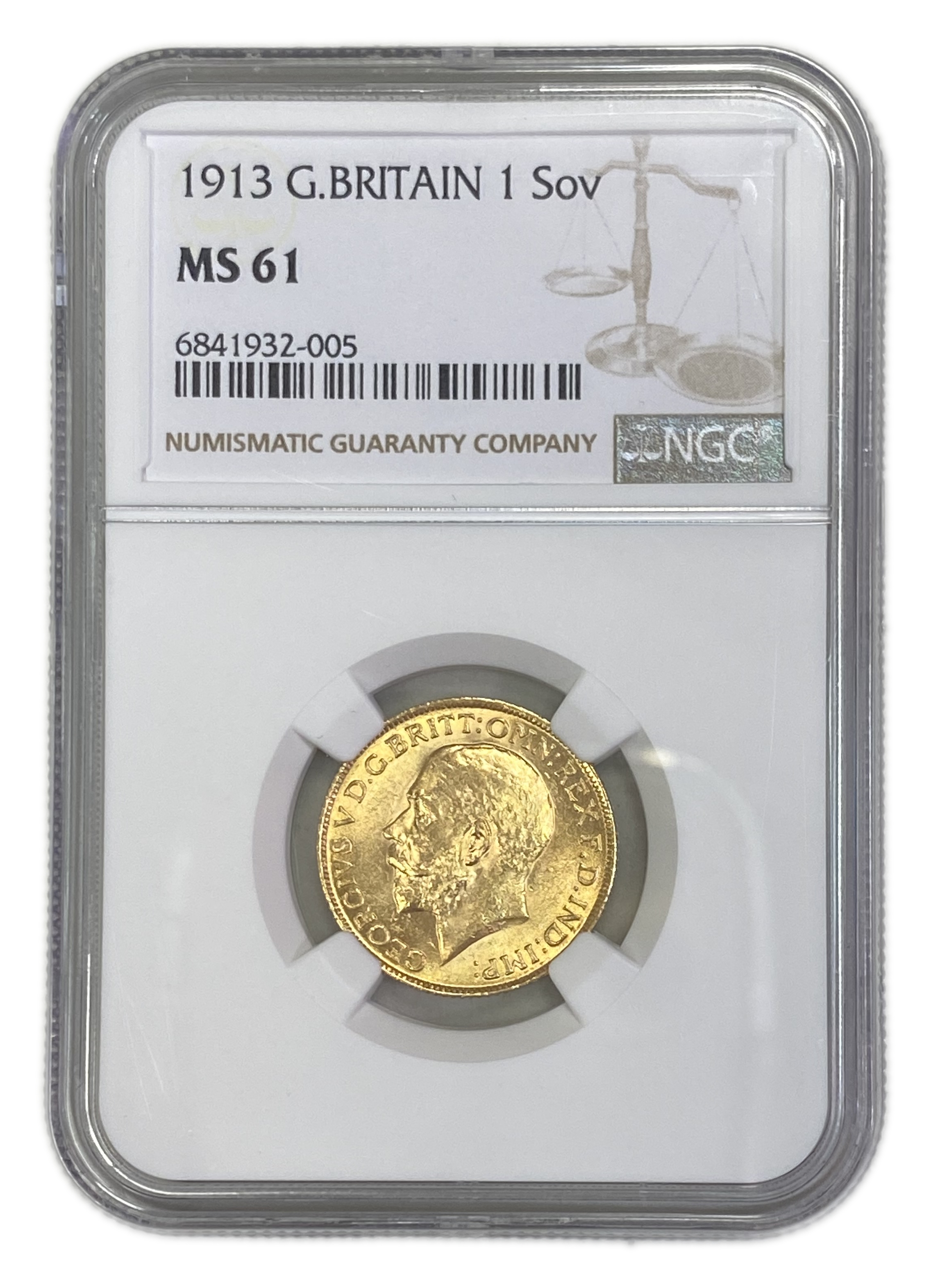 England (Great Britain) – 1 Sovereign 1913 – Edward VII – NGC MS 61 - Gold 917, 7.988g - 1 0