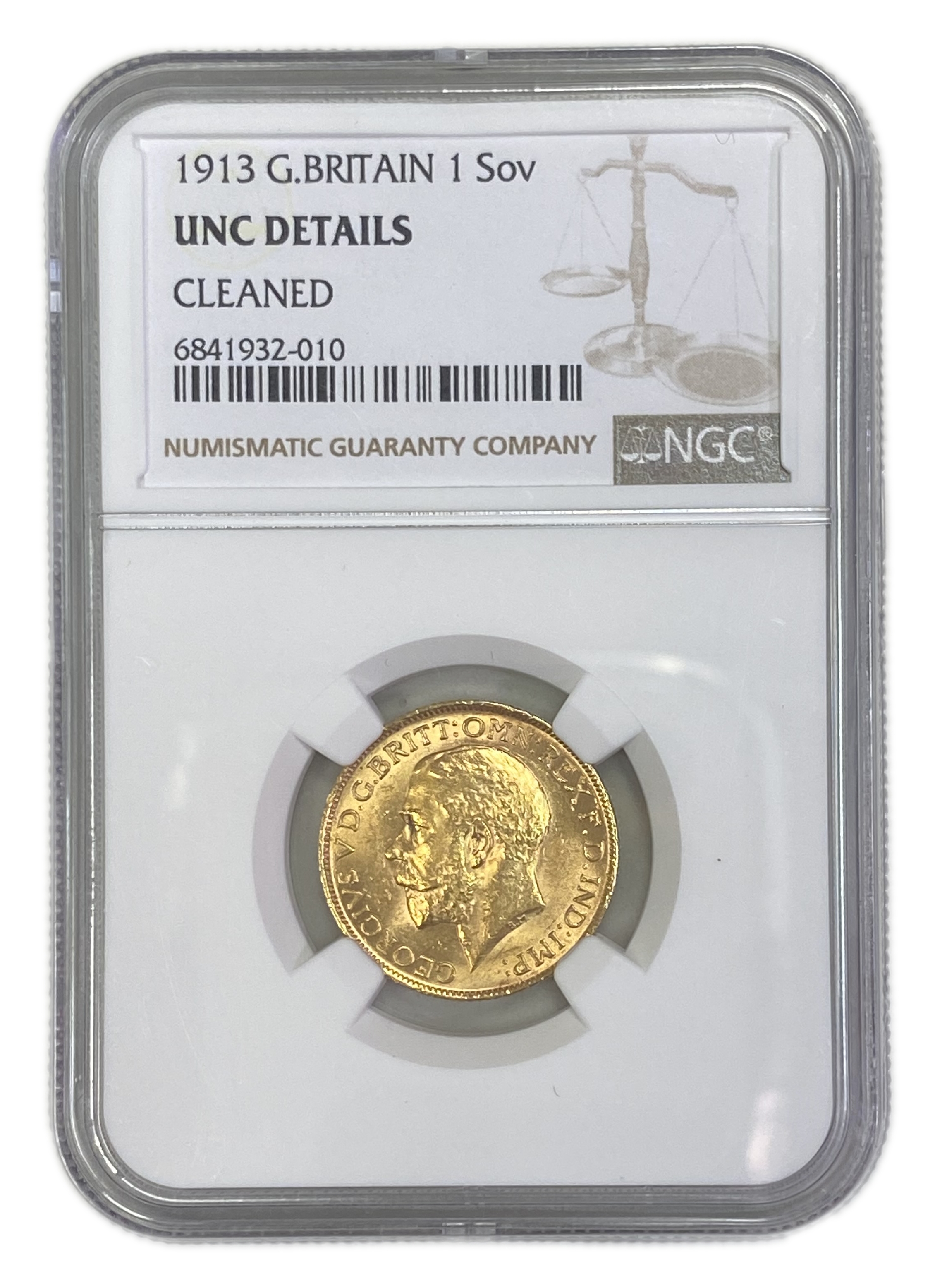England (Great Britain) – 1 Sovereign 1913 – Edward VII – NGC UNC DETAILS - Gold 917, 7.988g - 1 0
