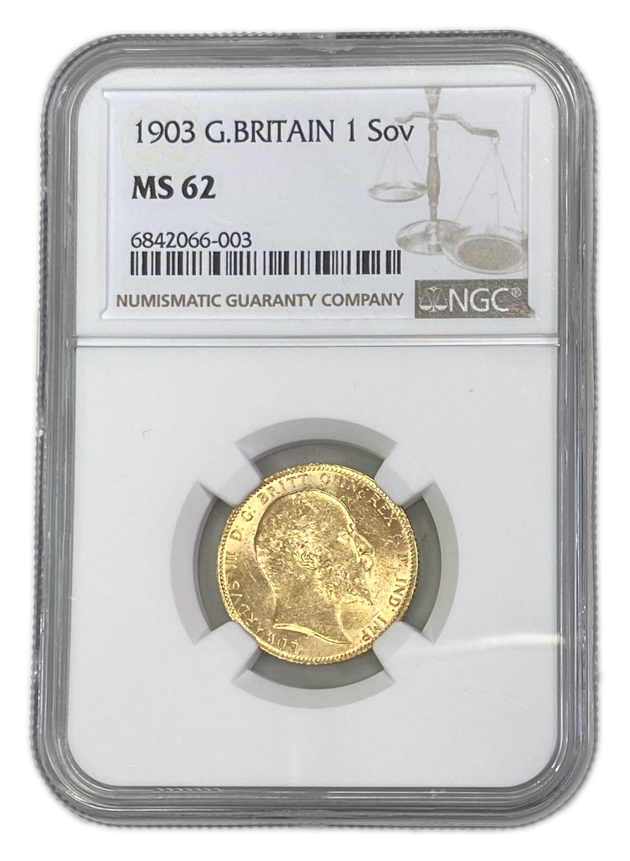 England (Great Britain) – 1 Sovereign 1903 – Edward VII – NGC MS 62 - Gold 917, 7.988g - 1 0