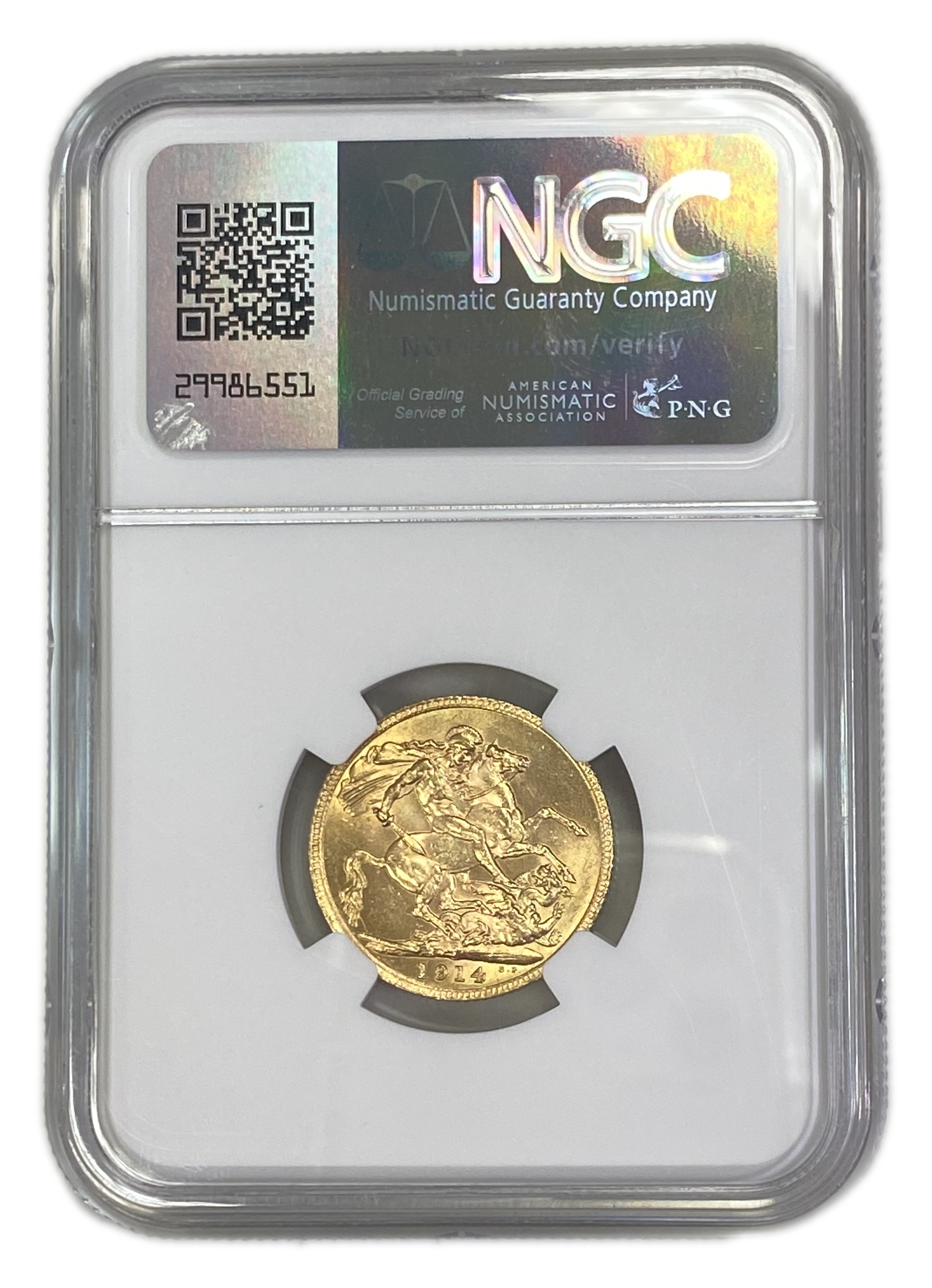 England (Great Britain) – 1 Sovereign 1914 – Edward VII – NGC MS 62 - Gold 917, 7.988g - 1 1