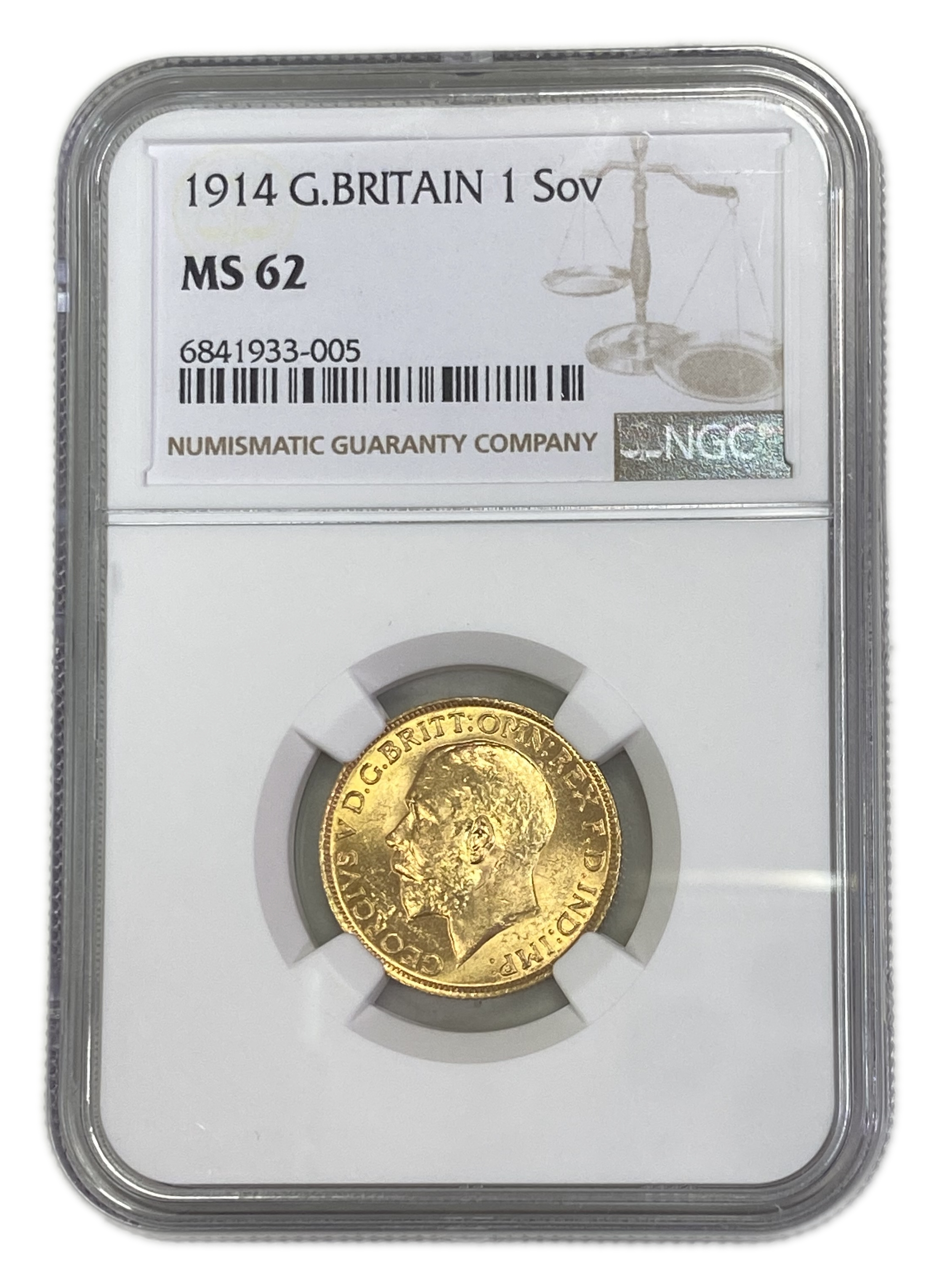 England (Great Britain) – 1 Sovereign 1914 – Edward VII – NGC MS 62 - Gold 917, 7.988g - 1 0