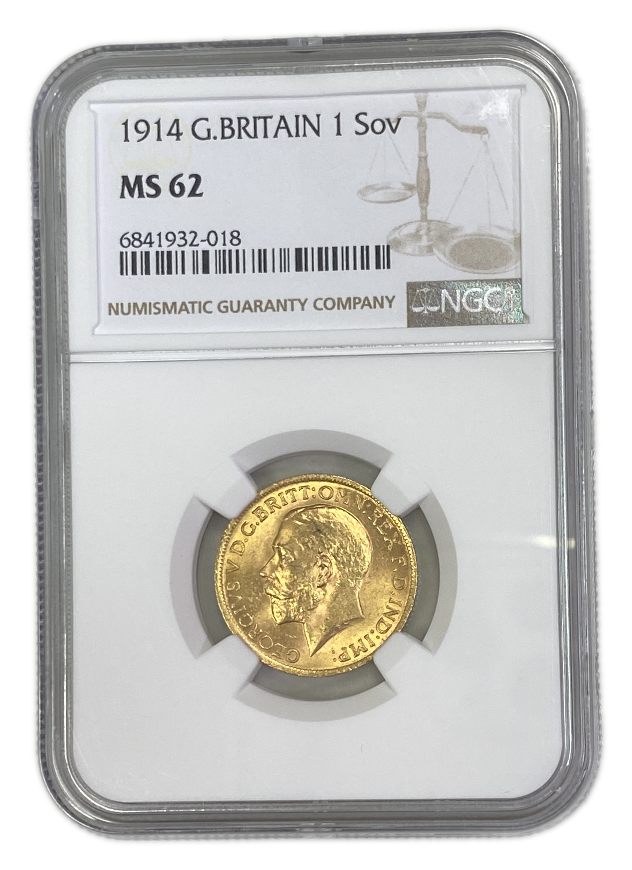 England (Great Britain) – 1 Sovereign 1914 – Edward VII – NGC MS 62 - Gold 917, 7.988g - 1 0