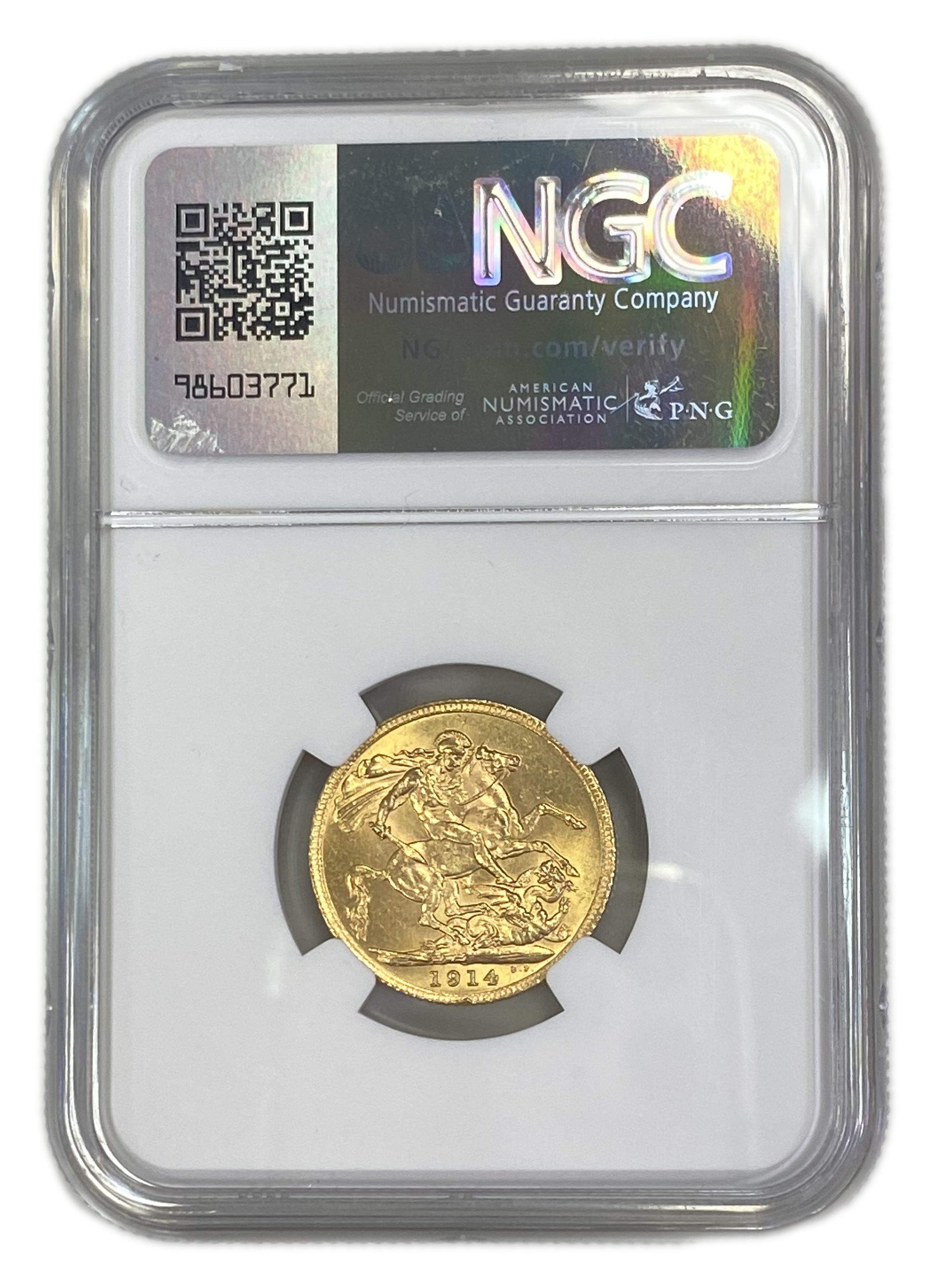England (Great Britain) – 1 Sovereign 1914 – Edward VII – NGC MS 62 - Gold 917, 7.988g - 1 1
