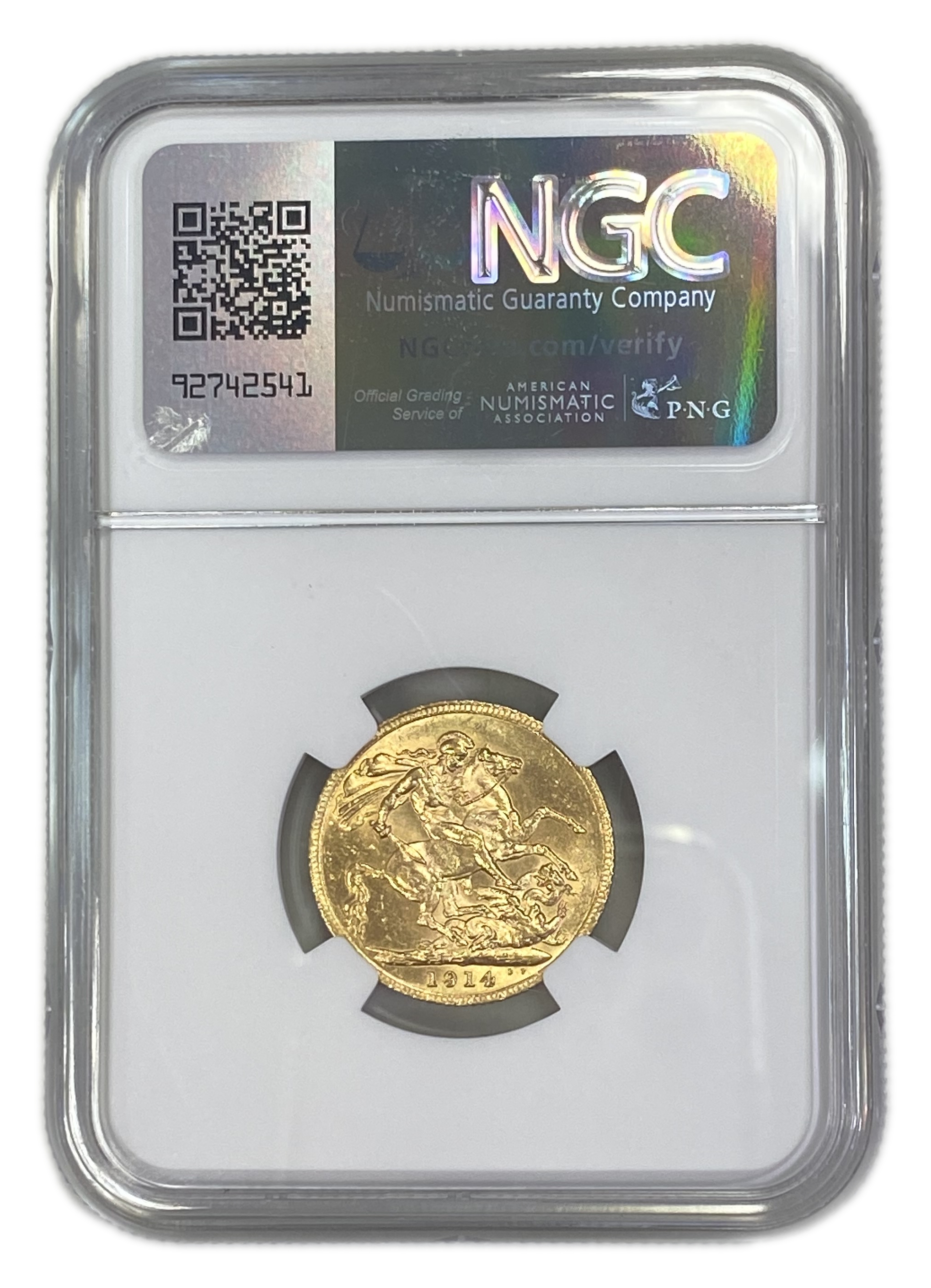 England (Great Britain) – 1 Sovereign 1914 – Edward VII – NGC MS 62 - Gold 917, 7.988g - 1 1