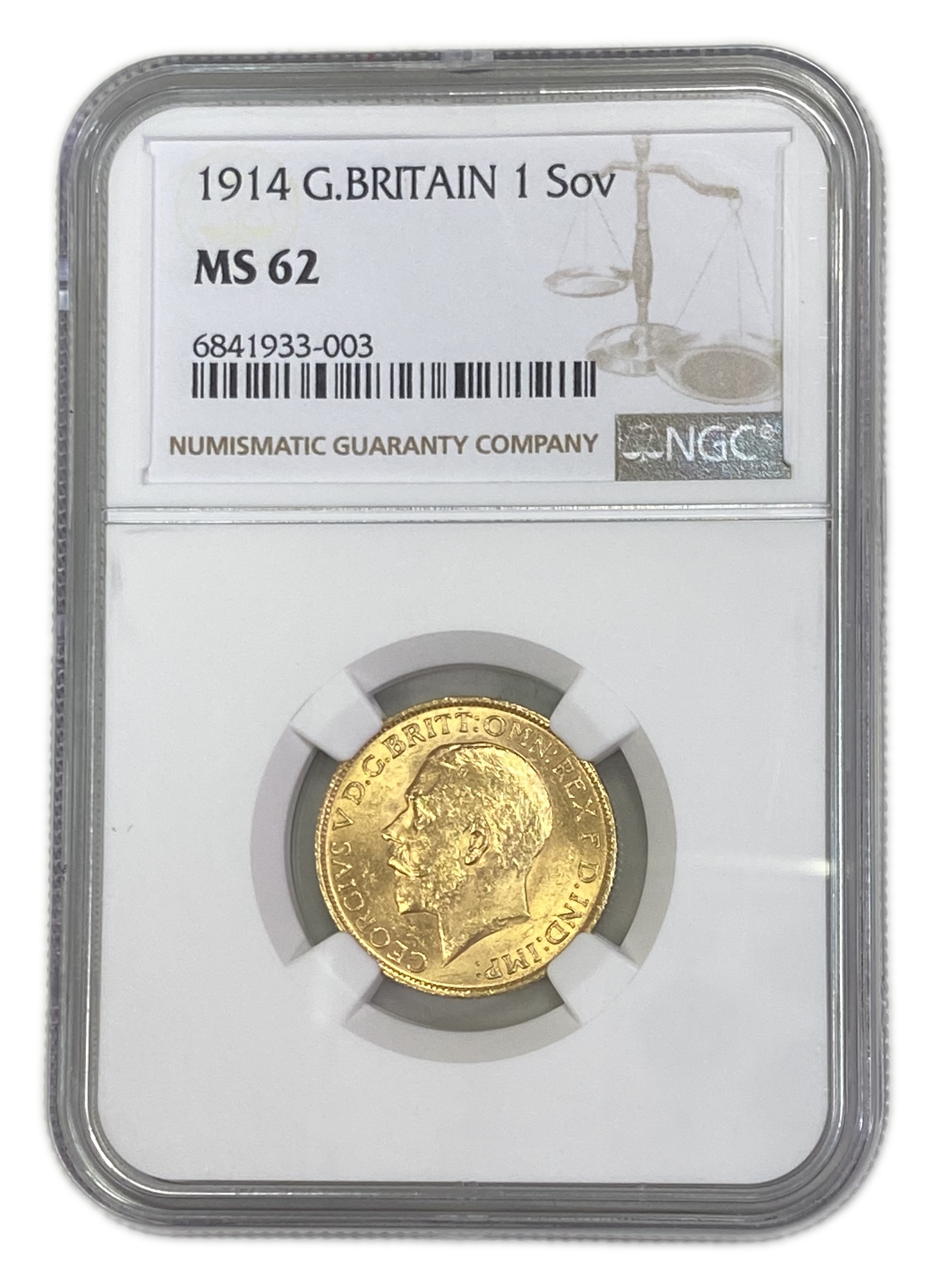 England (Great Britain) – 1 Sovereign 1914 – Edward VII – NGC MS 62 - Gold 917, 7.988g - 1 0
