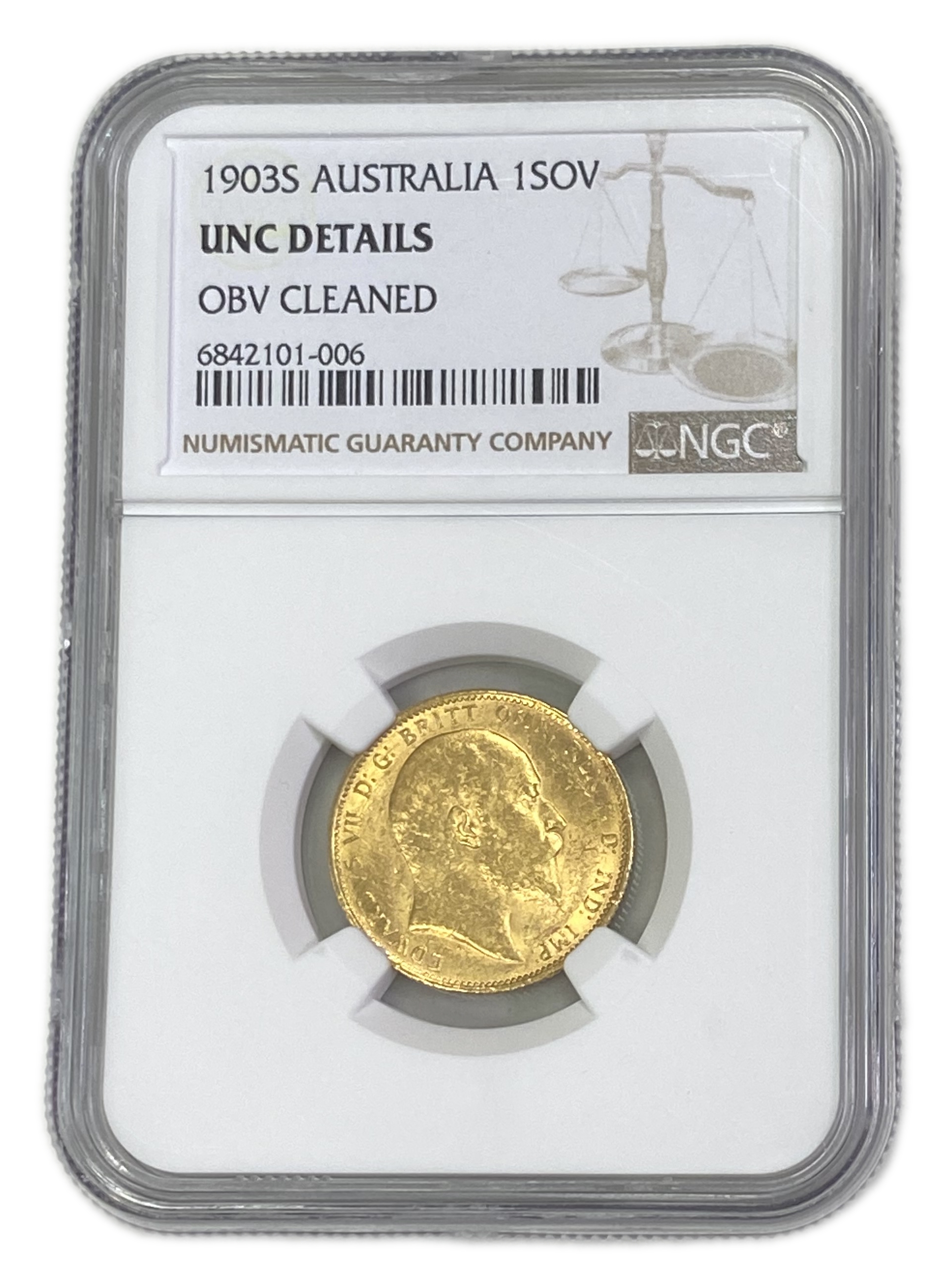 England (Great Britain) – Australia Sydney – 1 Sovereign 1903 S – Edward VII – NGC UNC DETAILS - Gold 917, 7.988g - 1 0