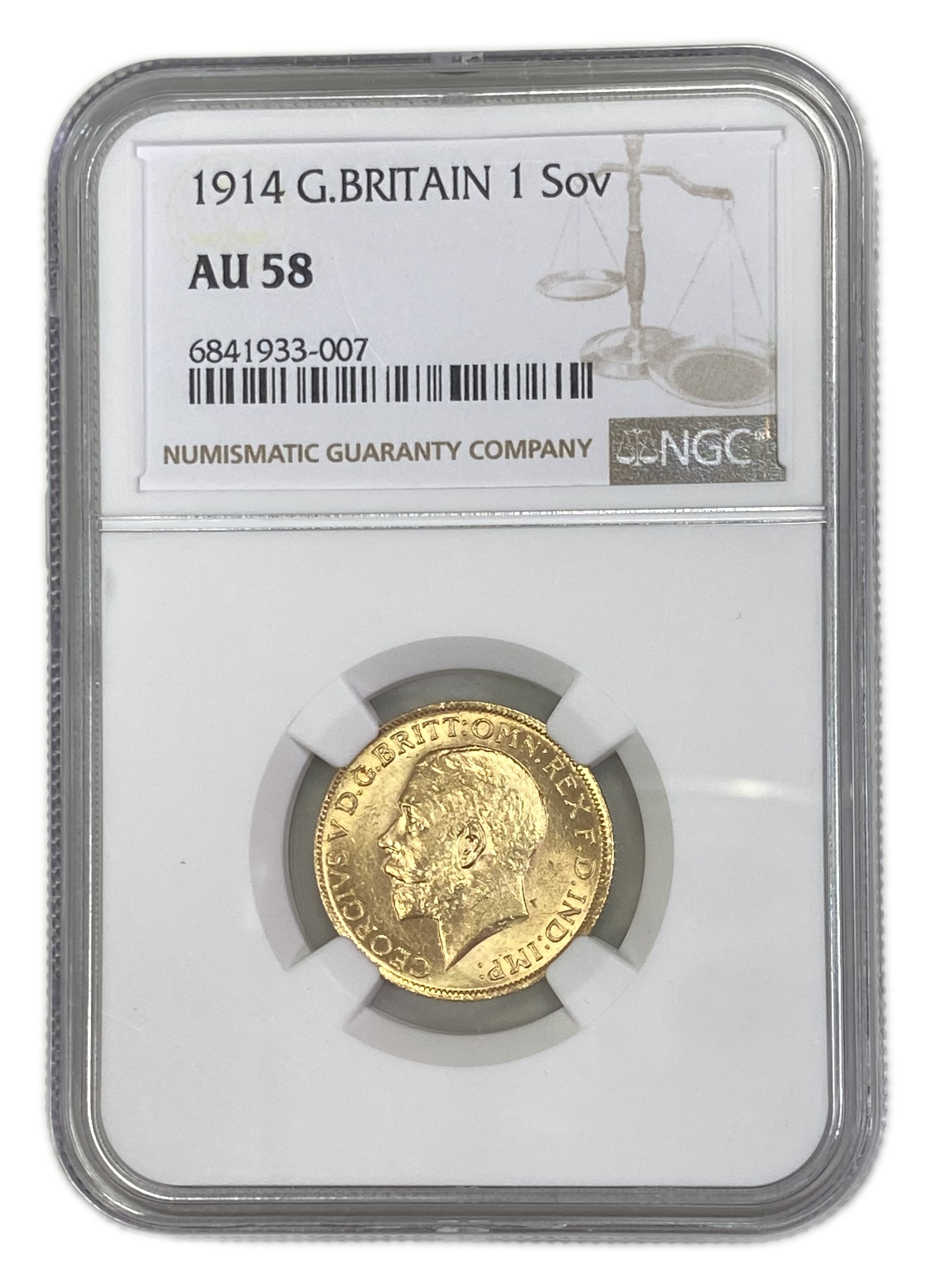 England (Great Britain) – 1 Sovereign 1914 – Edward VII – NGC AU 58 - Gold 917, 7.988g - 1 0