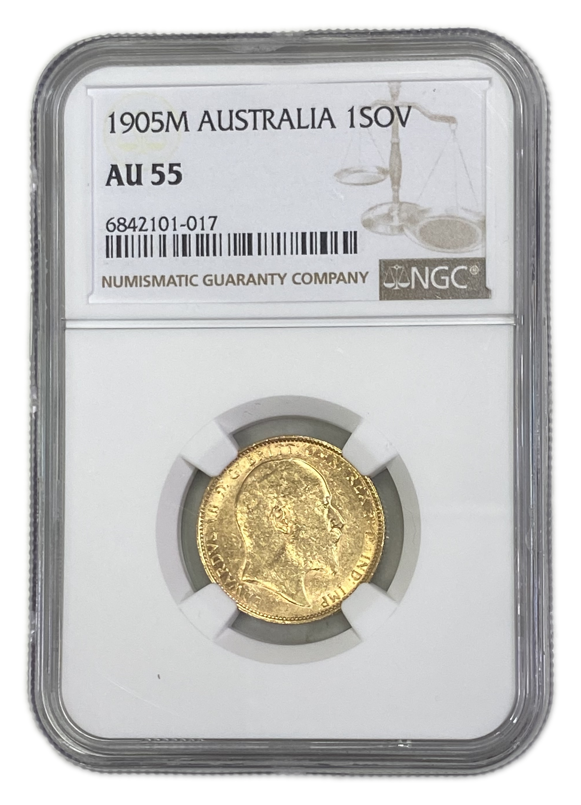 England (Great Britain) – Australia Melbourne – 1 Sovereign 1905 M – Edward VII – NGC AU 55 - Gold 917, 7.988g - 1 0