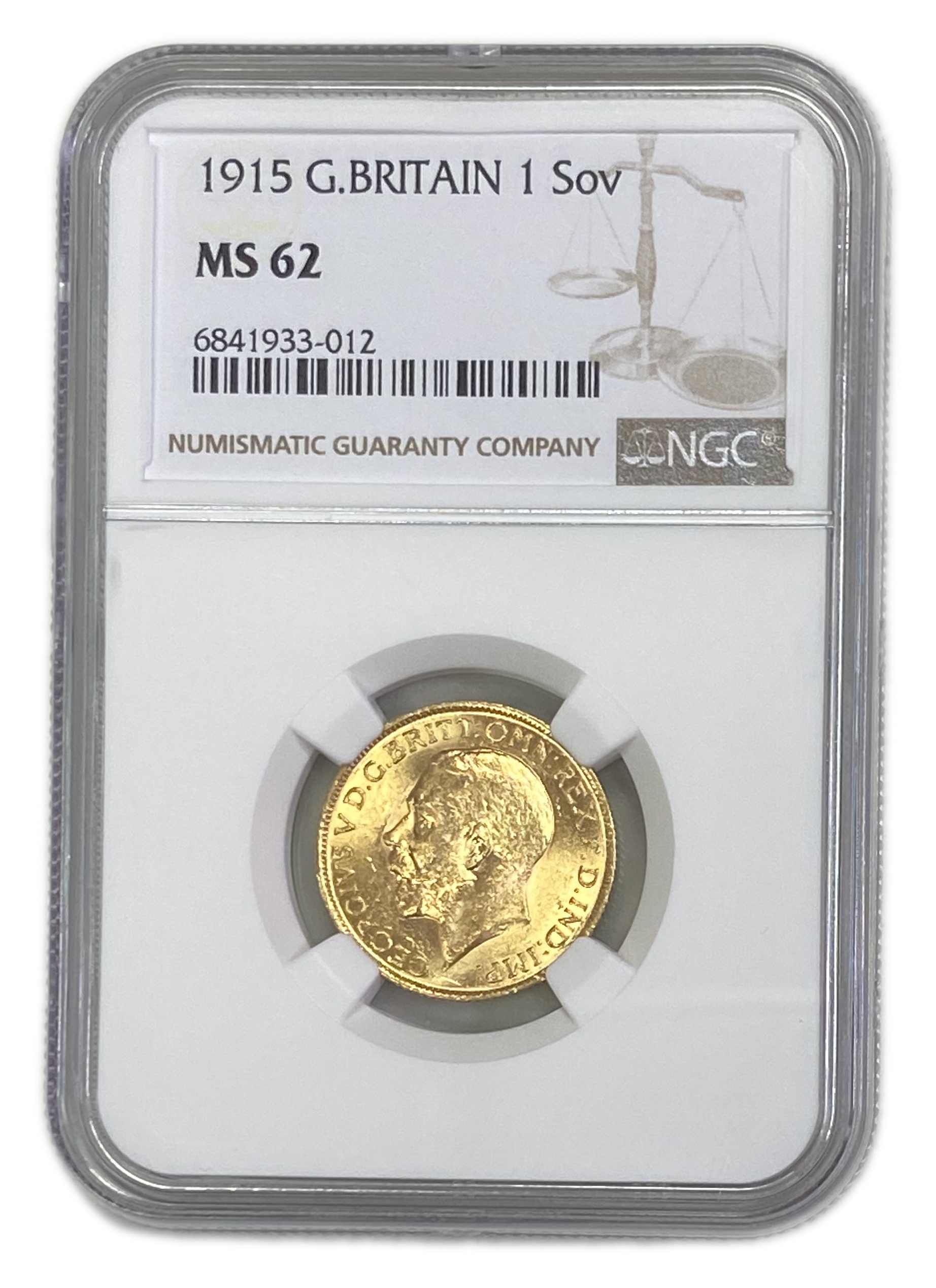 England (Great Britain) – 1 Sovereign 1915 – Edward VII – NGC MS 62 - Gold 917, 7.988g - 1 0