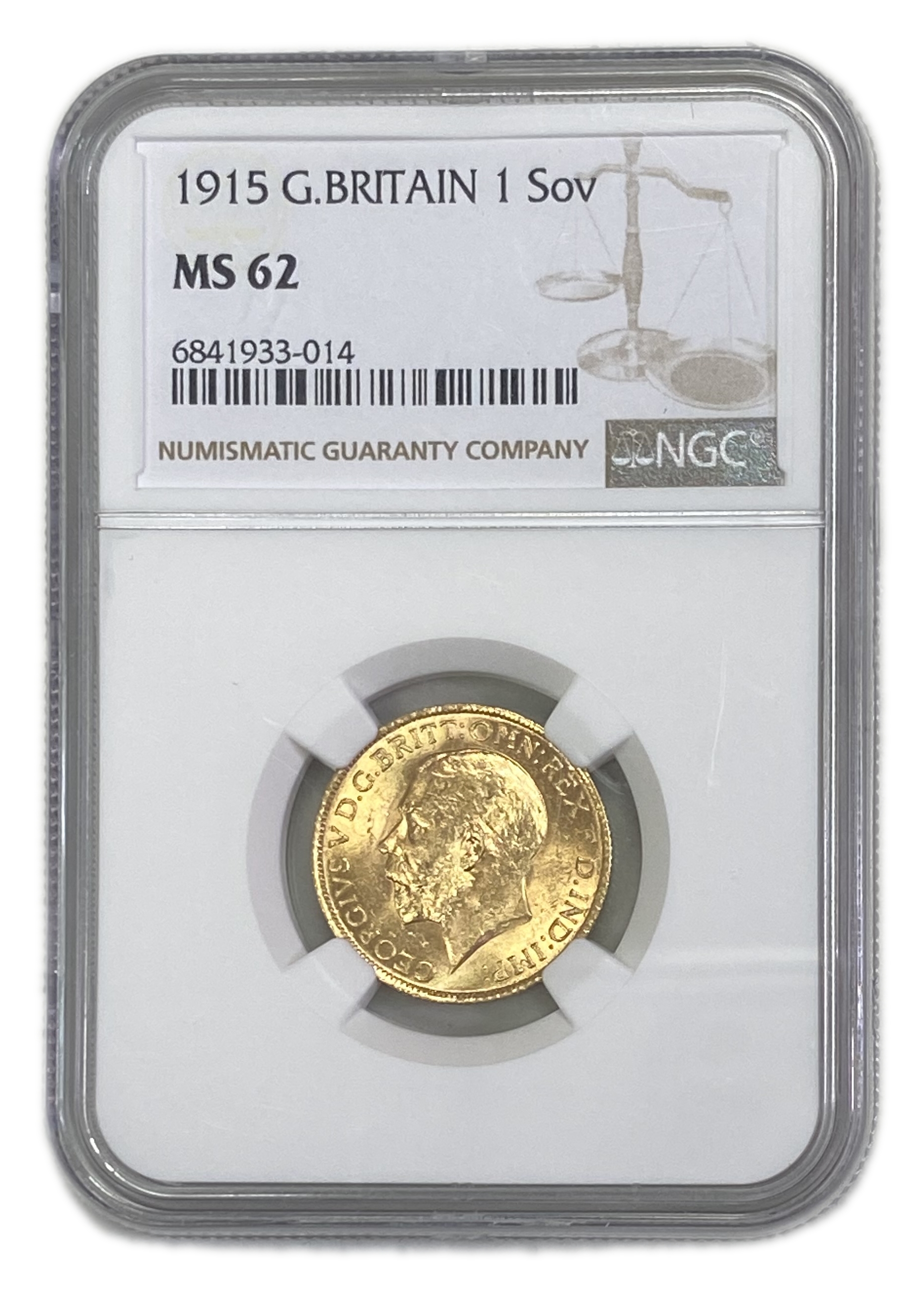 England (Great Britain) – 1 Sovereign 1915 – Edward VII – NGC MS 62 - Gold 917, 7.988g - 1 0
