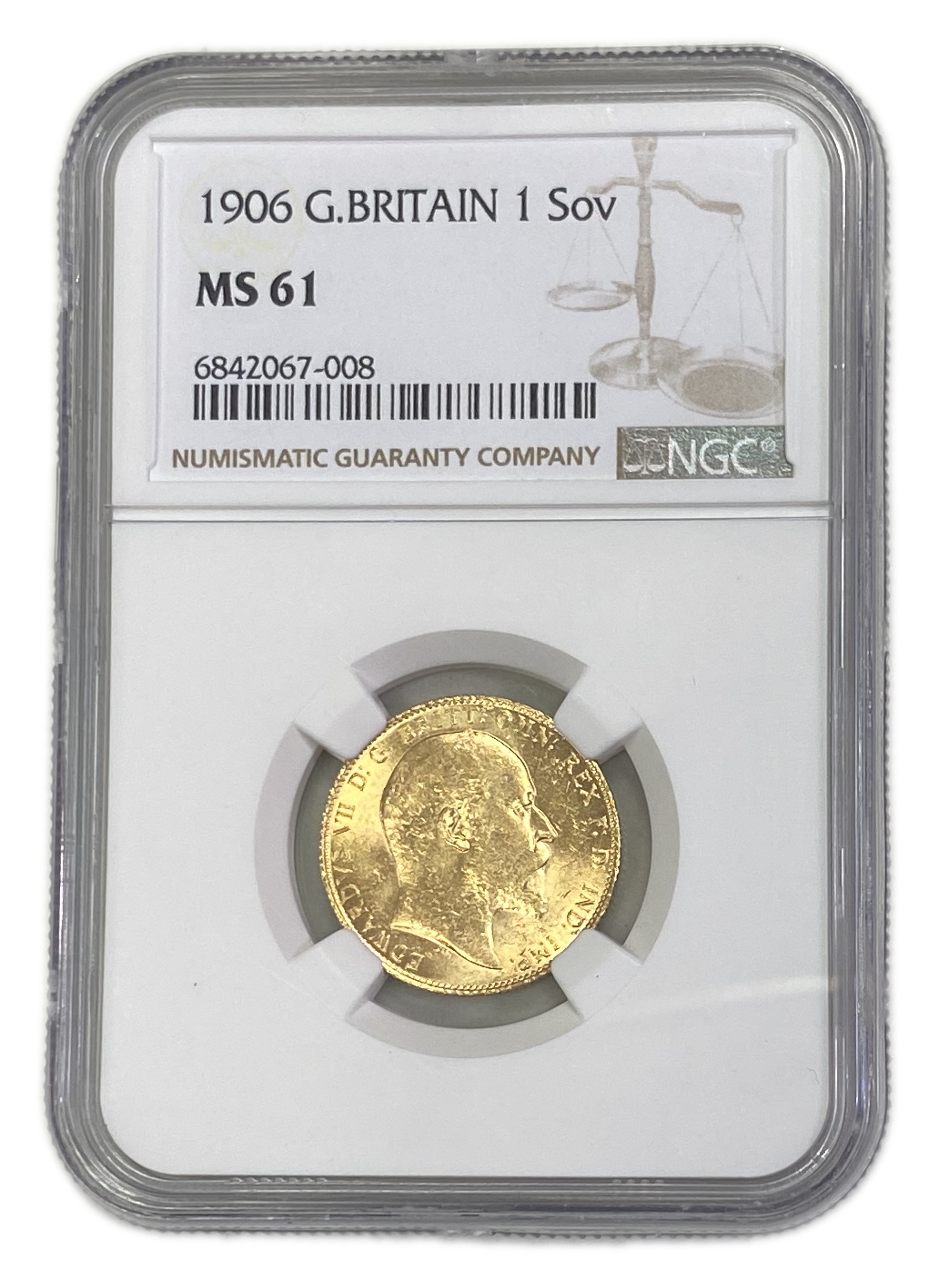 England (Great Britain) – 1 Sovereign 1906 – Edward VII – NGC MS 61 - Gold 917, 7.988g - 1 0