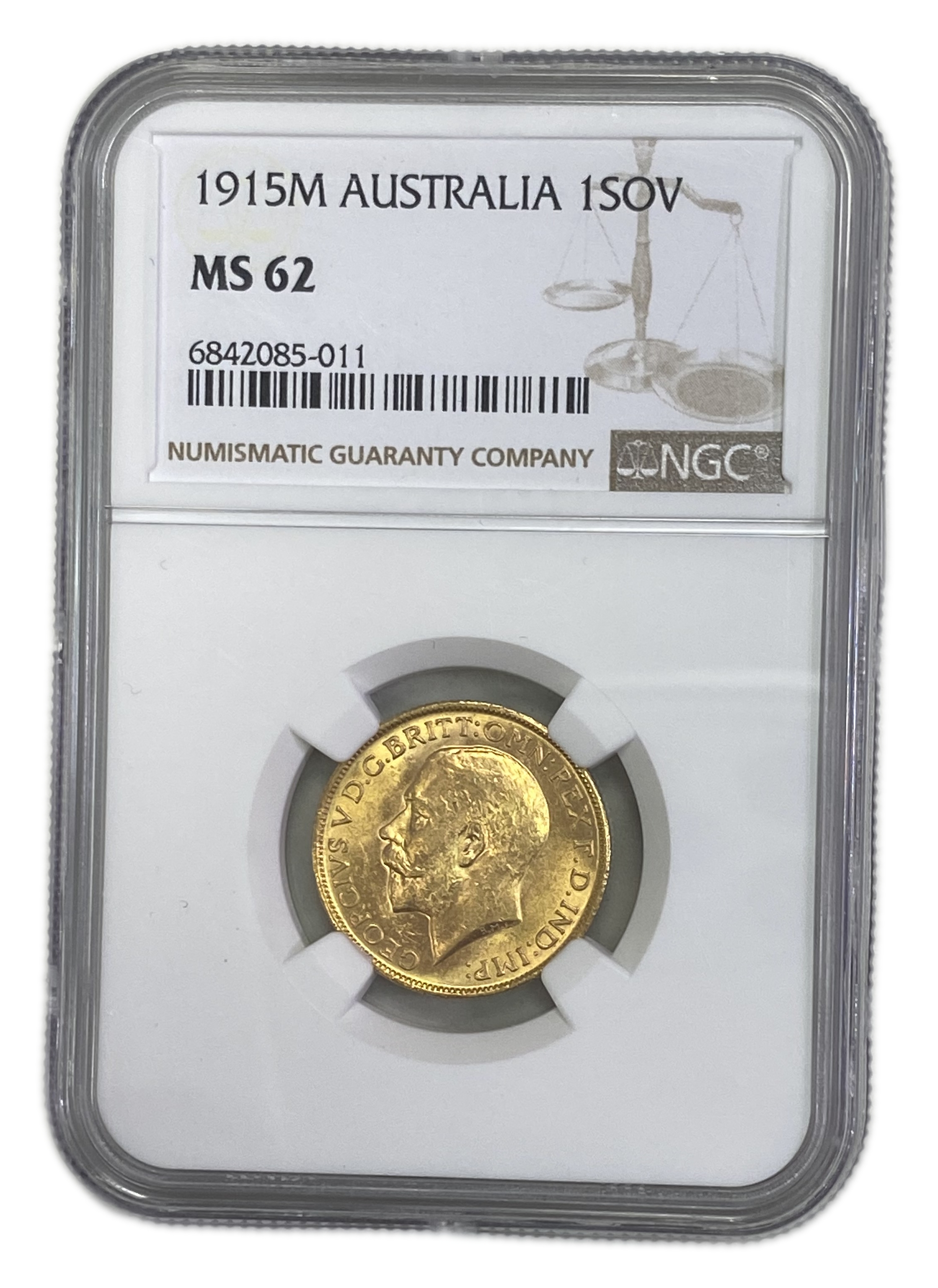 England (Great Britain) – Australia Melbourne – 1 Sovereign 1915 M – Edward VII – NGC MS 62 - Gold 917, 7.988g - 1 0