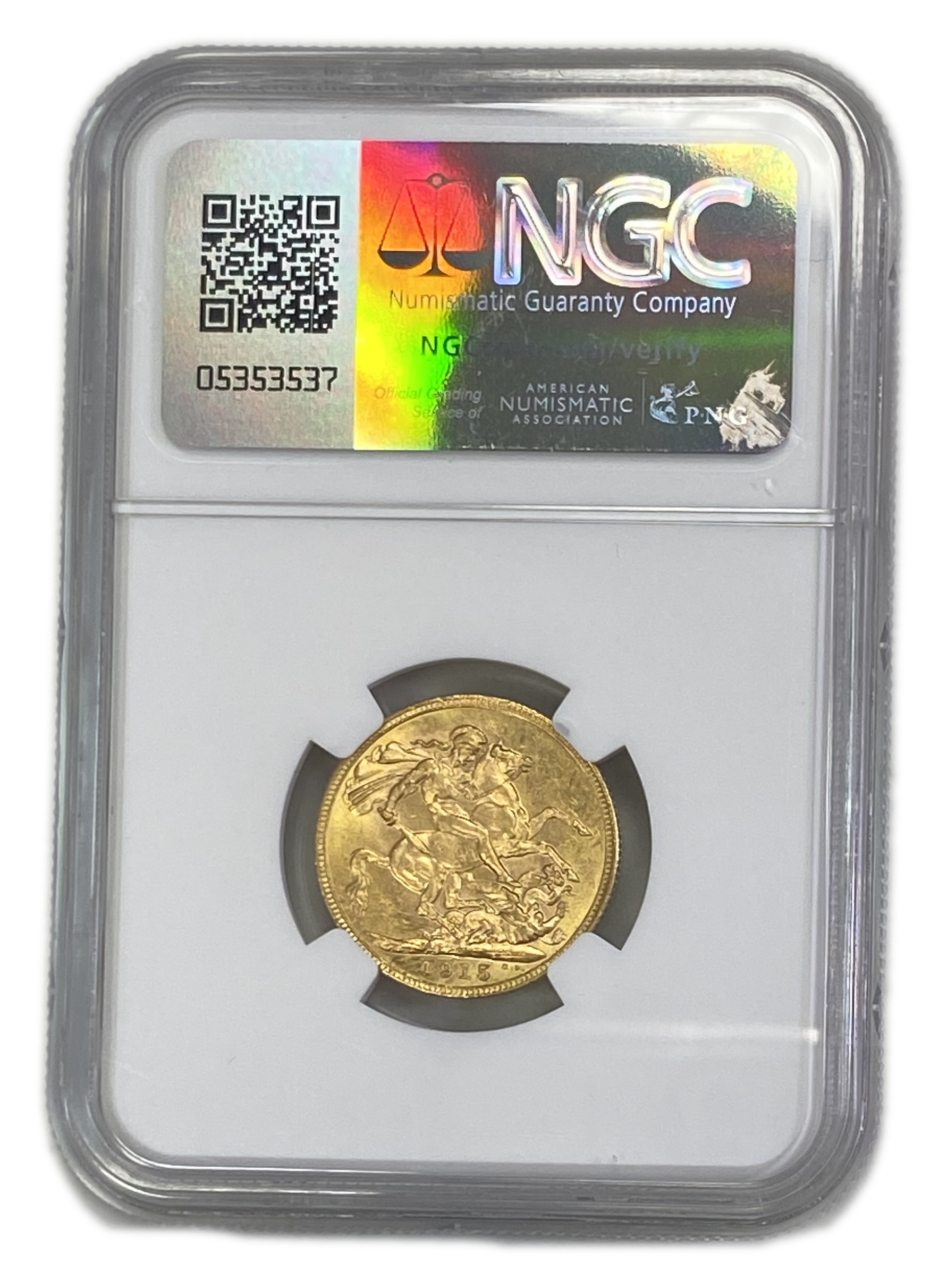 England (Great Britain) – Australia Melbourne – 1 Sovereign 1915 M – Edward VII – NGC MS 62 - Gold 917, 7.988g - 1 1