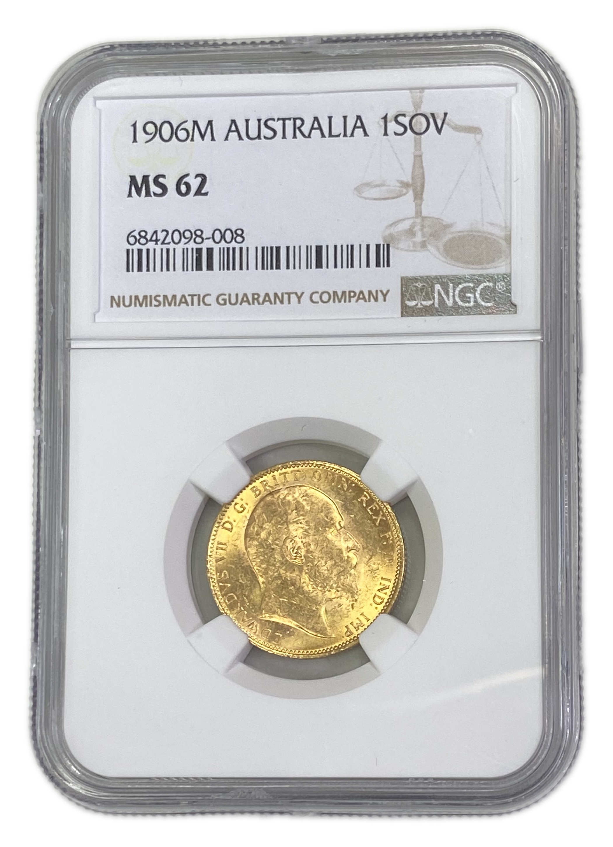 England (Great Britain) – Australia Melbourne – 1 Sovereign 1906 M – Edward VII – NGC MS 62 - Gold 917, 7.988g - 1 0