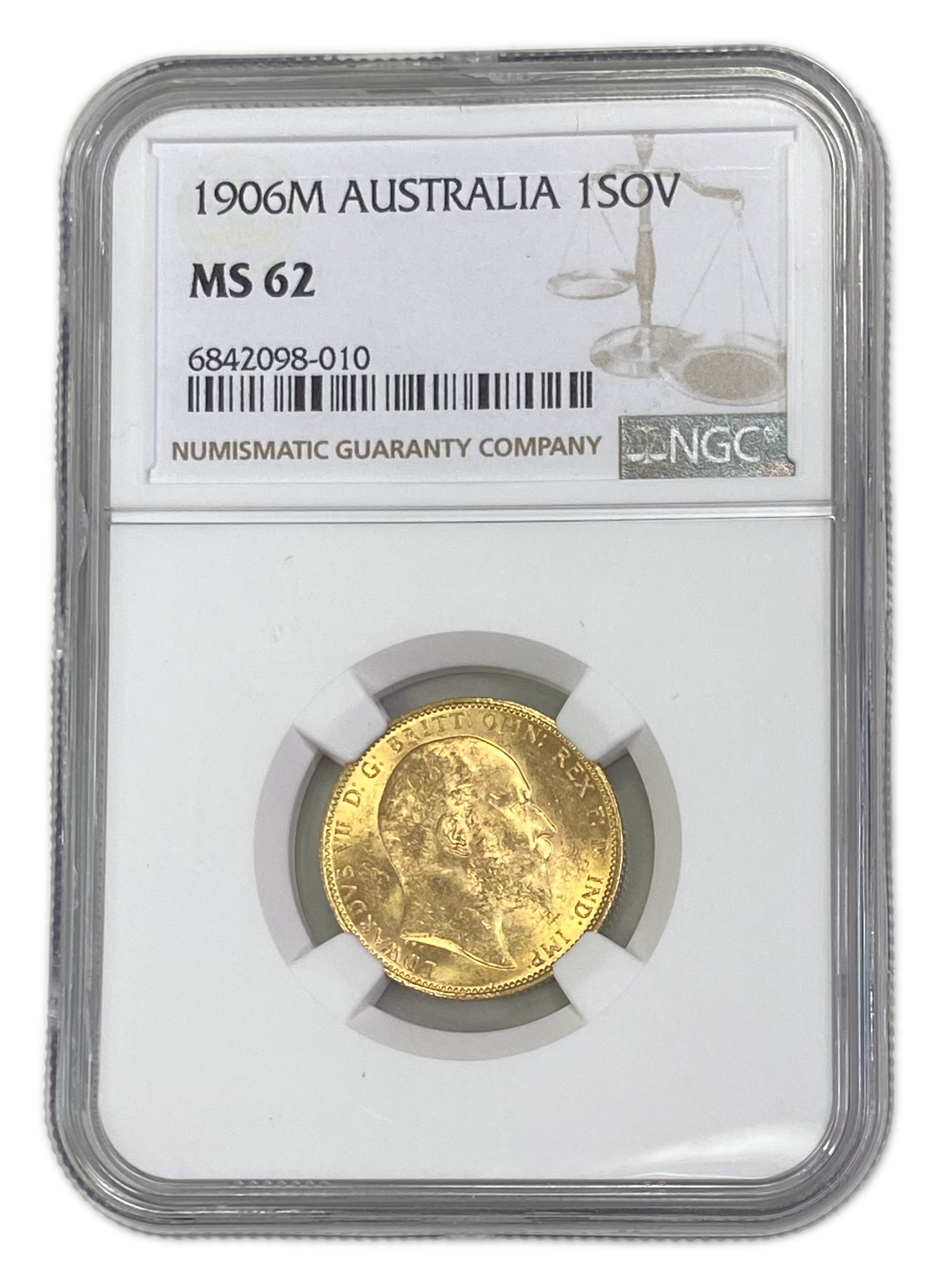 England (Great Britain) – Australia Melbourne – 1 Sovereign 1906 M – Edward VII – NGC MS 62 - Gold 917, 7.988g - 1 0