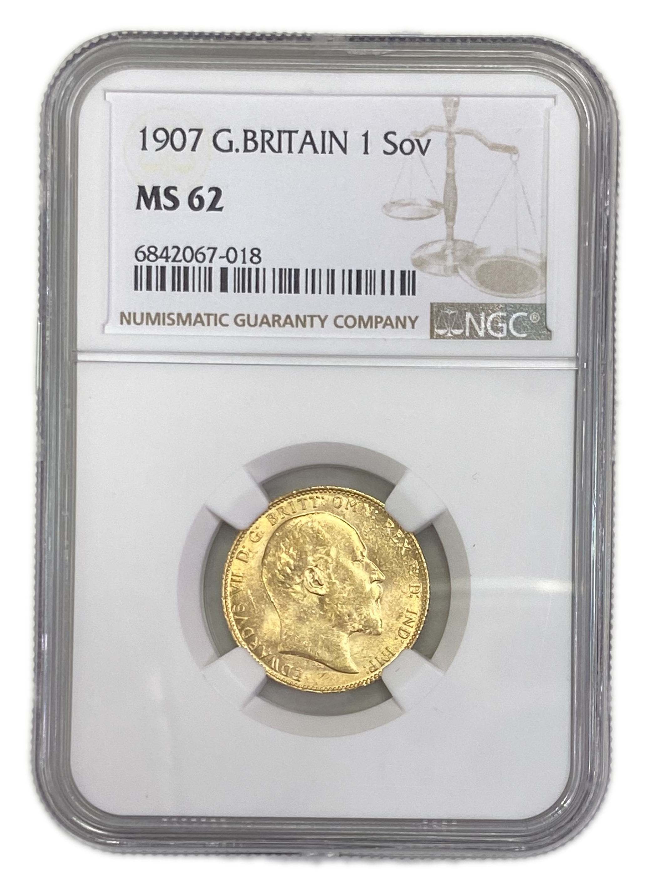 England (Great Britain) – 1 Sovereign 1907 – Edward VII – NGC MS 62 - Gold 917, 7.988g - 1 0