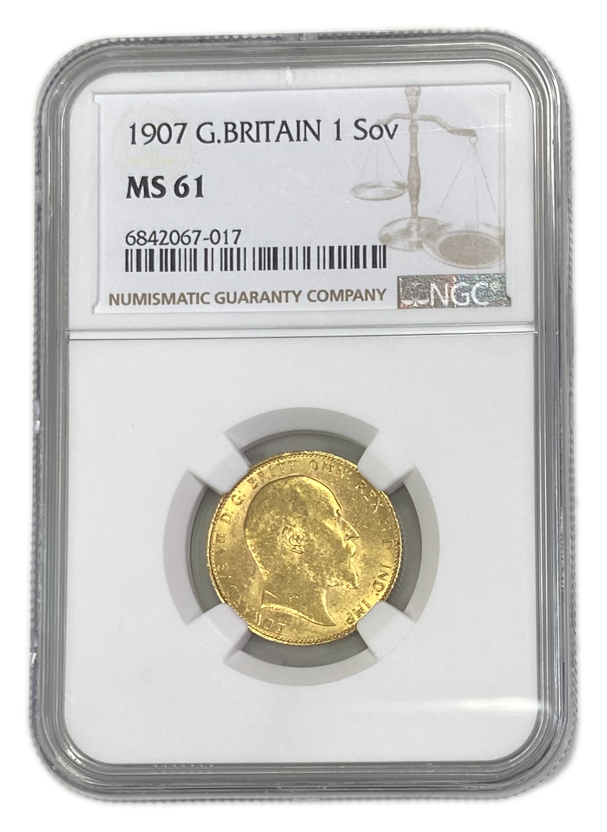 England (Great Britain) – 1 Sovereign 1907 – Edward VII – NGC MS 61 - Gold 917, 7.988g - 1 0