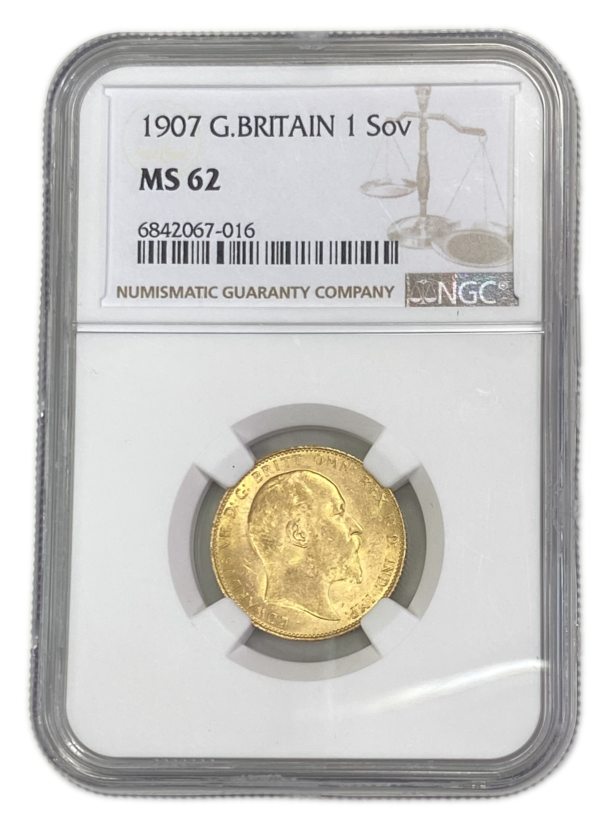 England (Great Britain) – 1 Sovereign 1907 – Edward VII – NGC MS 62 - Gold 917, 7.988g - 1 0