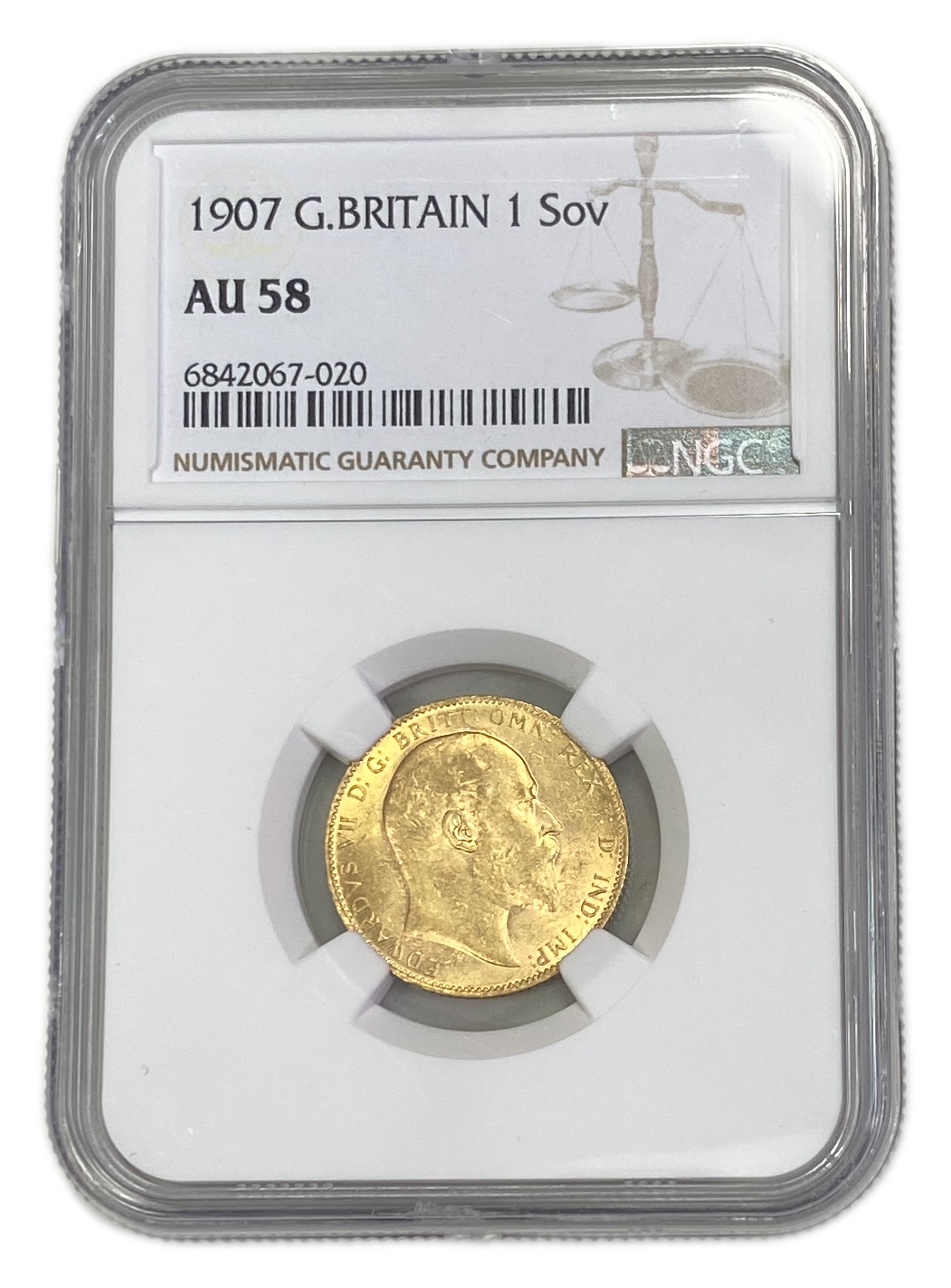 England (Great Britain) – 1 Sovereign 1907 – Edward VII – NGC AU 58 - Gold 917, 7.988g - 1 0