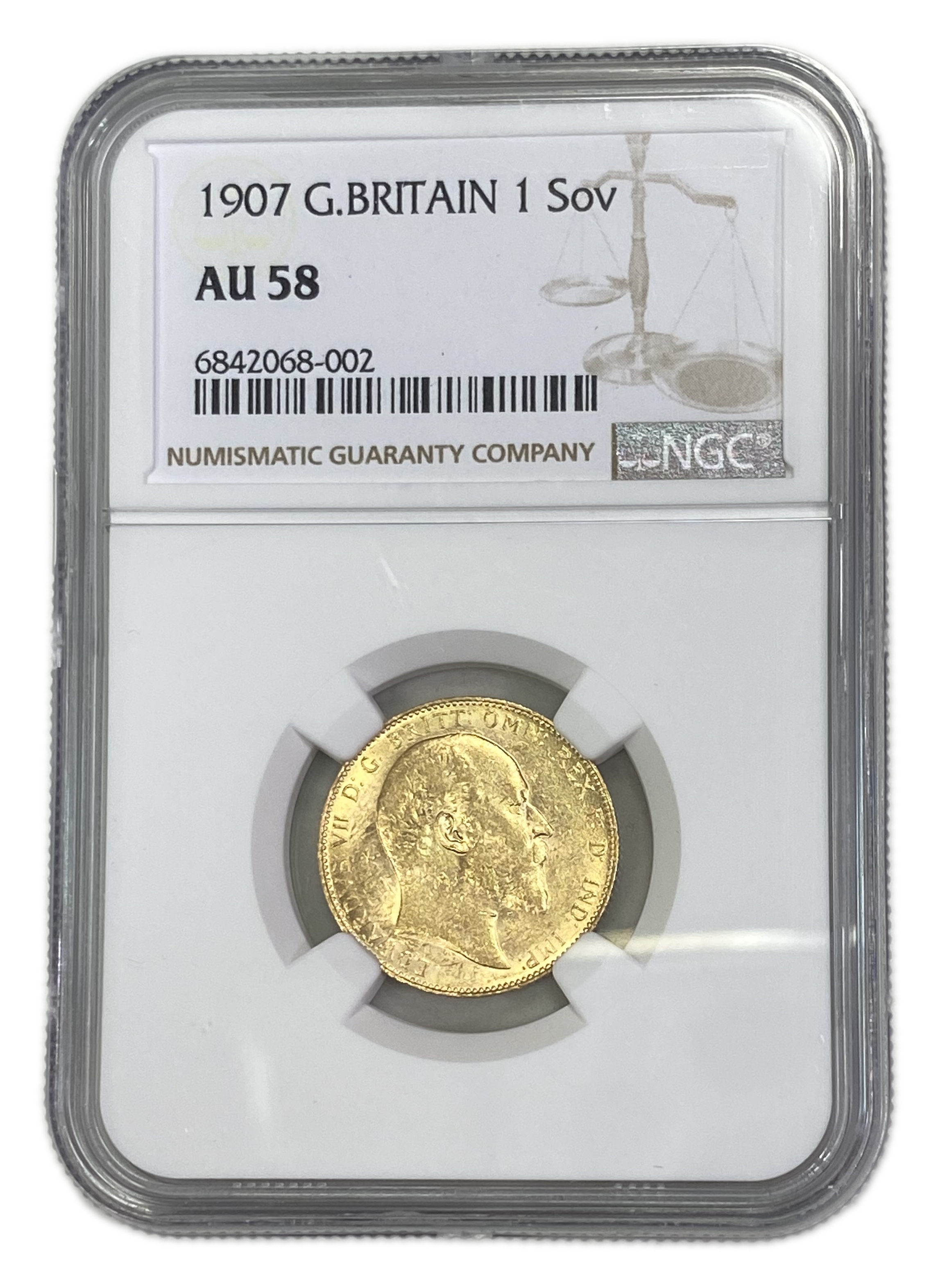 England (Great Britain) – 1 Sovereign 1907 – Edward VII – NGC AU 58 - Gold 917, 7.988g