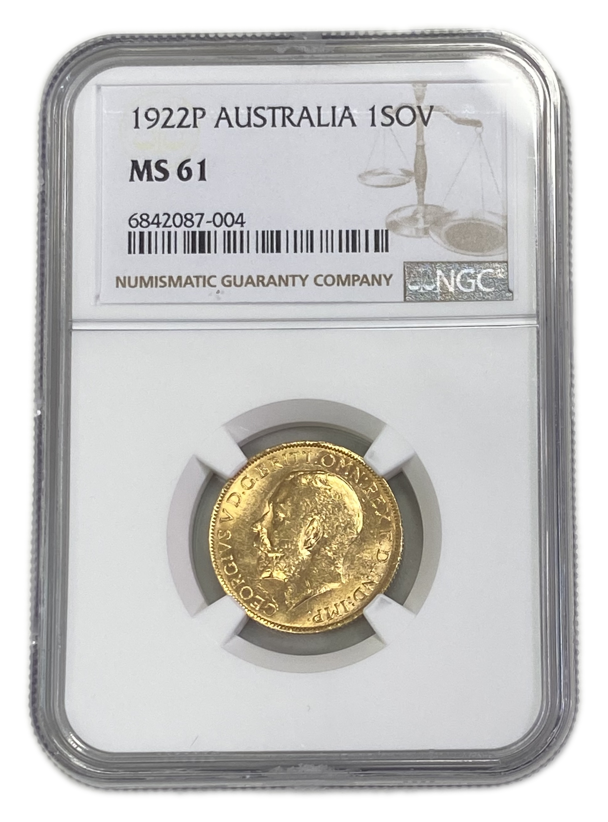 England (Great Britain) – Australia Perth – 1 Sovereign 1922 P – Edward VII – NGC MS 61 - Gold 917, 7.988g
... - 1 0