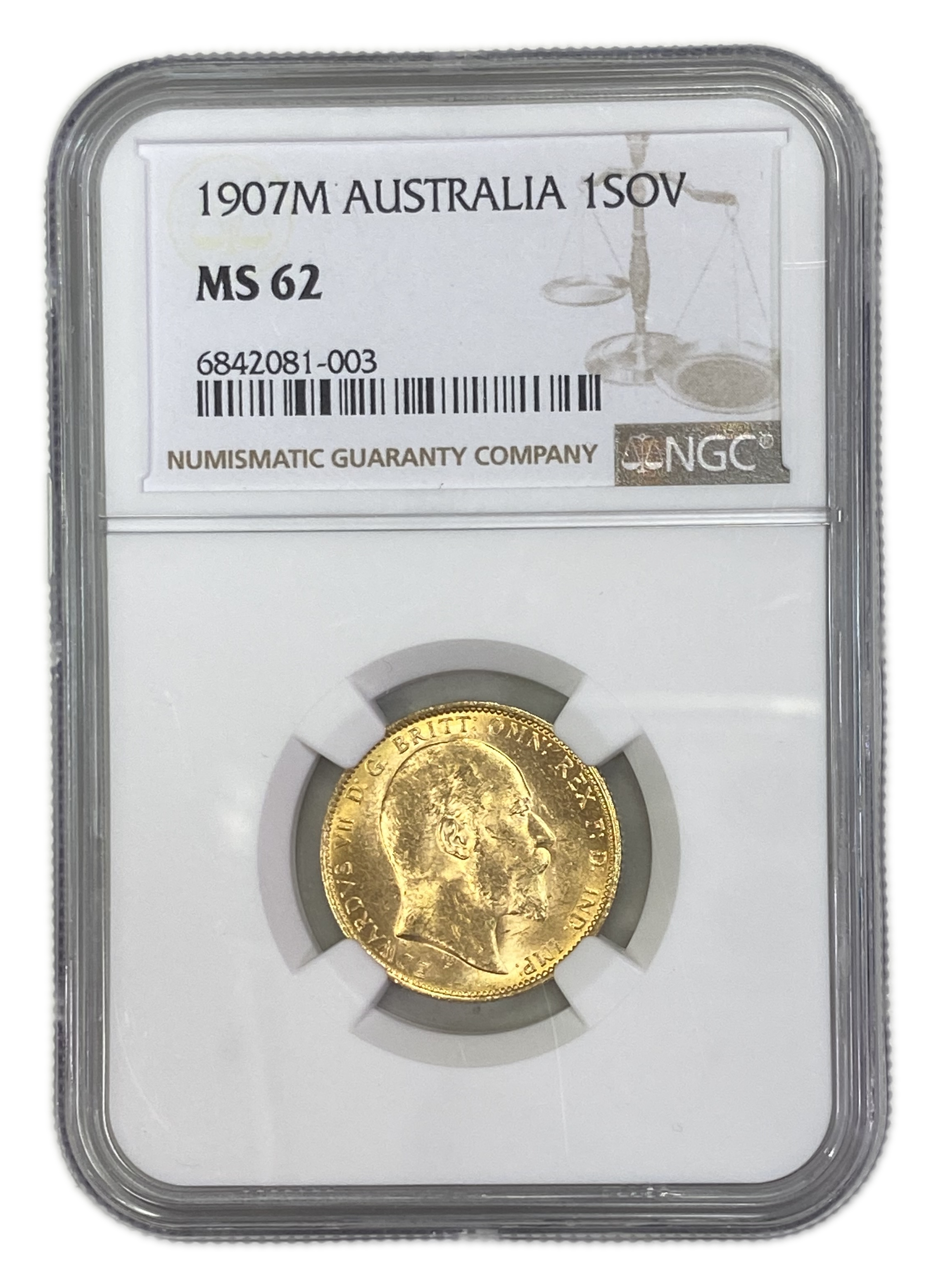 England (Great Britain) – Australia Melbourne – 1 Sovereign 1907 M – Edward VII – NGC MS 62 - Gold 917, 7.988g - 1 0