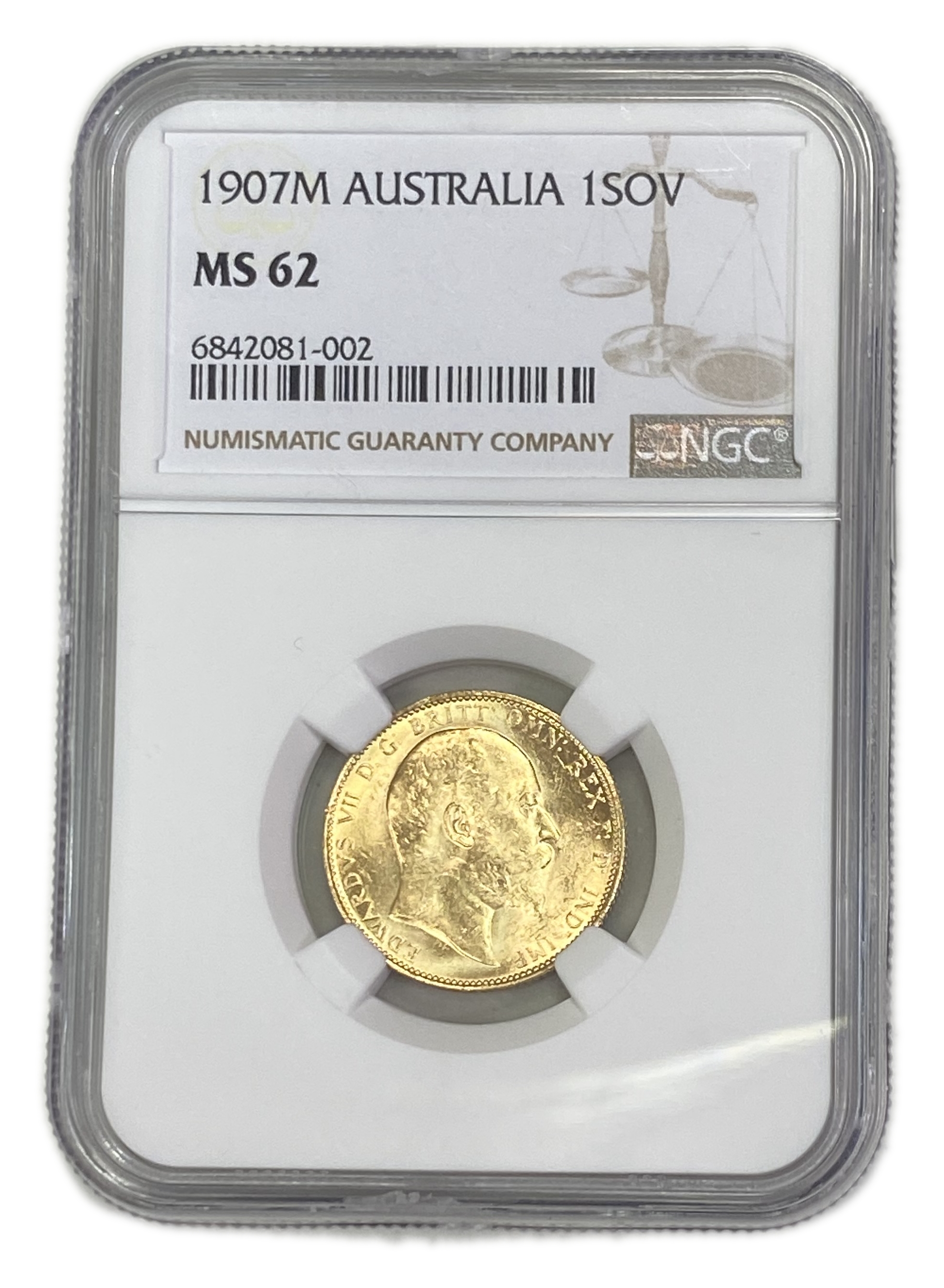 England (Great Britain) – Australia Melbourne – 1 Sovereign 1907 M – Edward VII – NGC MS 62 - Gold 917, 7.988g - 1 0