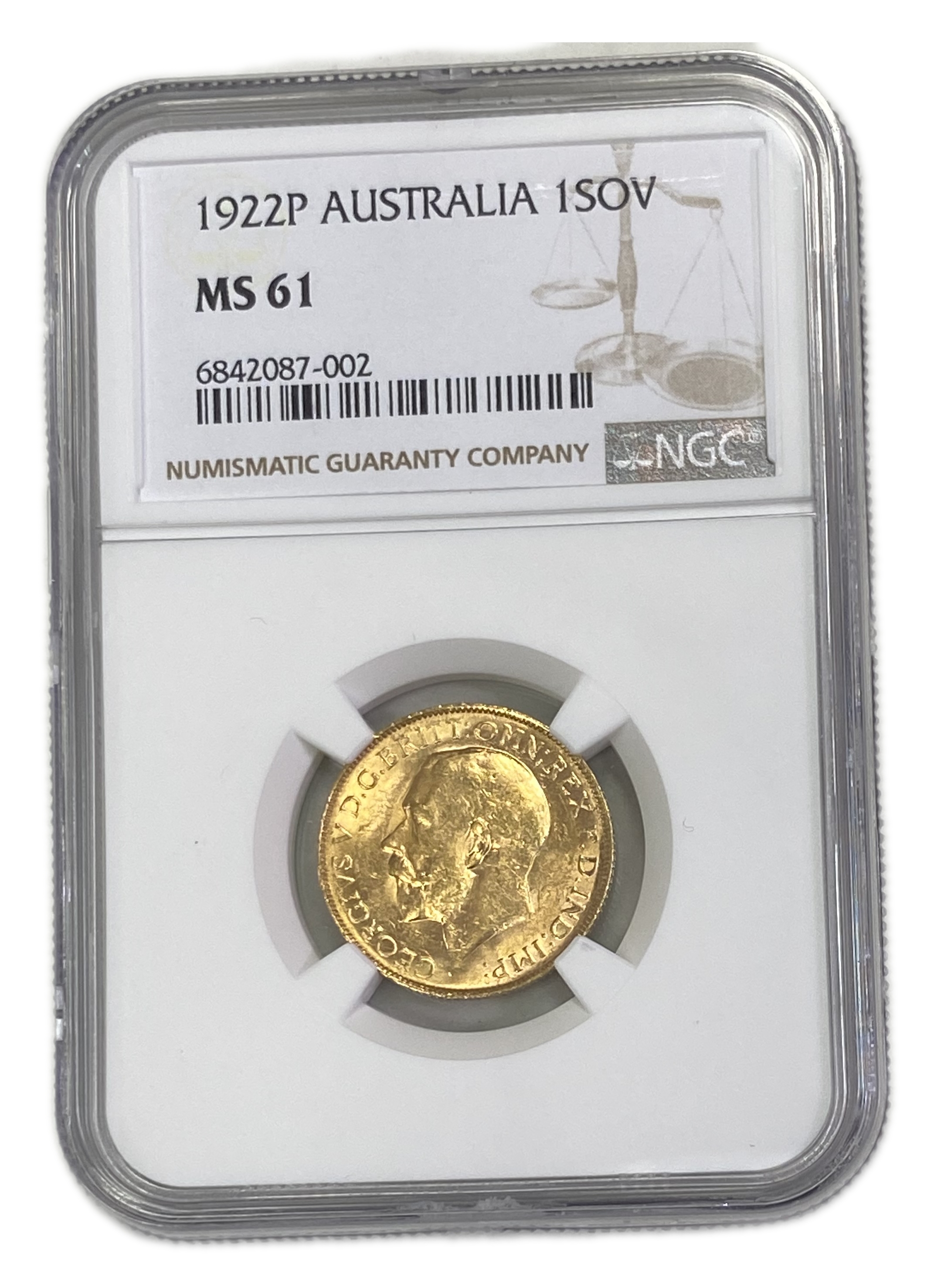 England (Great Britain) – Australia Perth – 1 Sovereign 1922 P – Edward VII – NGC MS 61 - Gold 917, 7.988g
... - 1 0