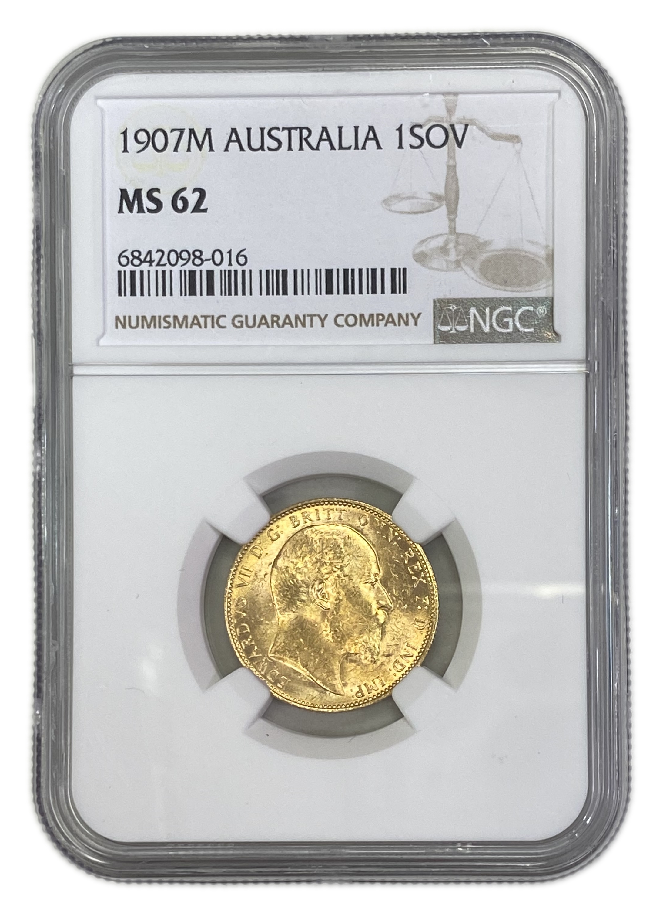 England (Great Britain) – Australia Melbourne – 1 Sovereign 1907 M – Edward VII – NGC MS 62 - Gold 917, 7.988g - 1 0