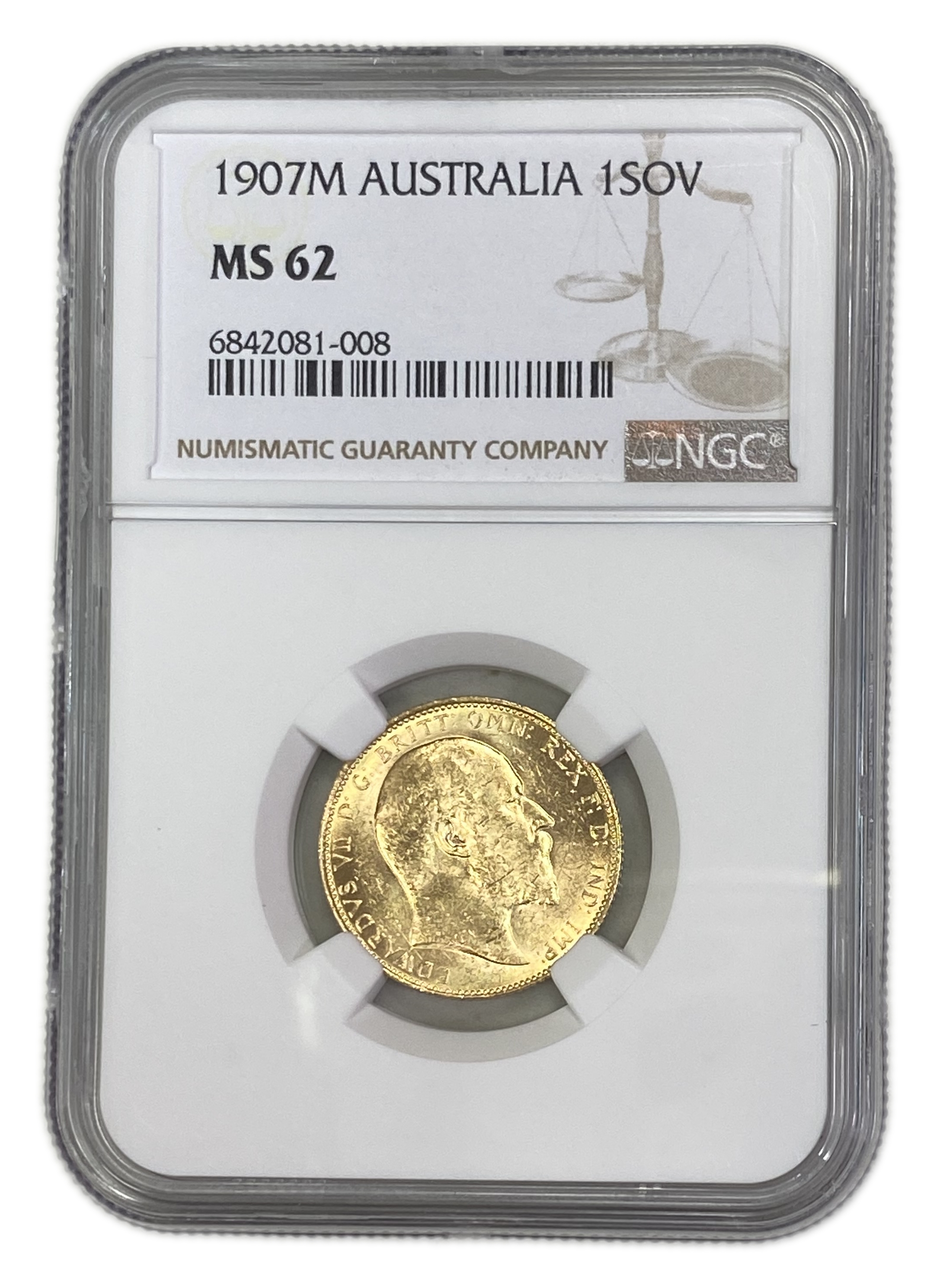 England (Great Britain) – Australia Melbourne – 1 Sovereign 1907 M – Edward VII – NGC MS 62 - Gold 917, 7.988g - 1 0